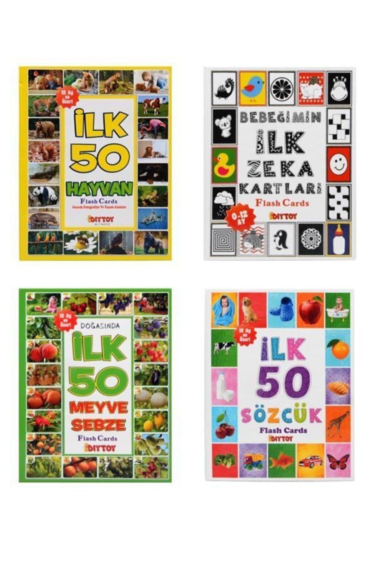 Eğitim Seti 4'lü Ilk 50 Sözcük, Meyveler, Hayvanlar ve Bebeğimin Zeka Kartları