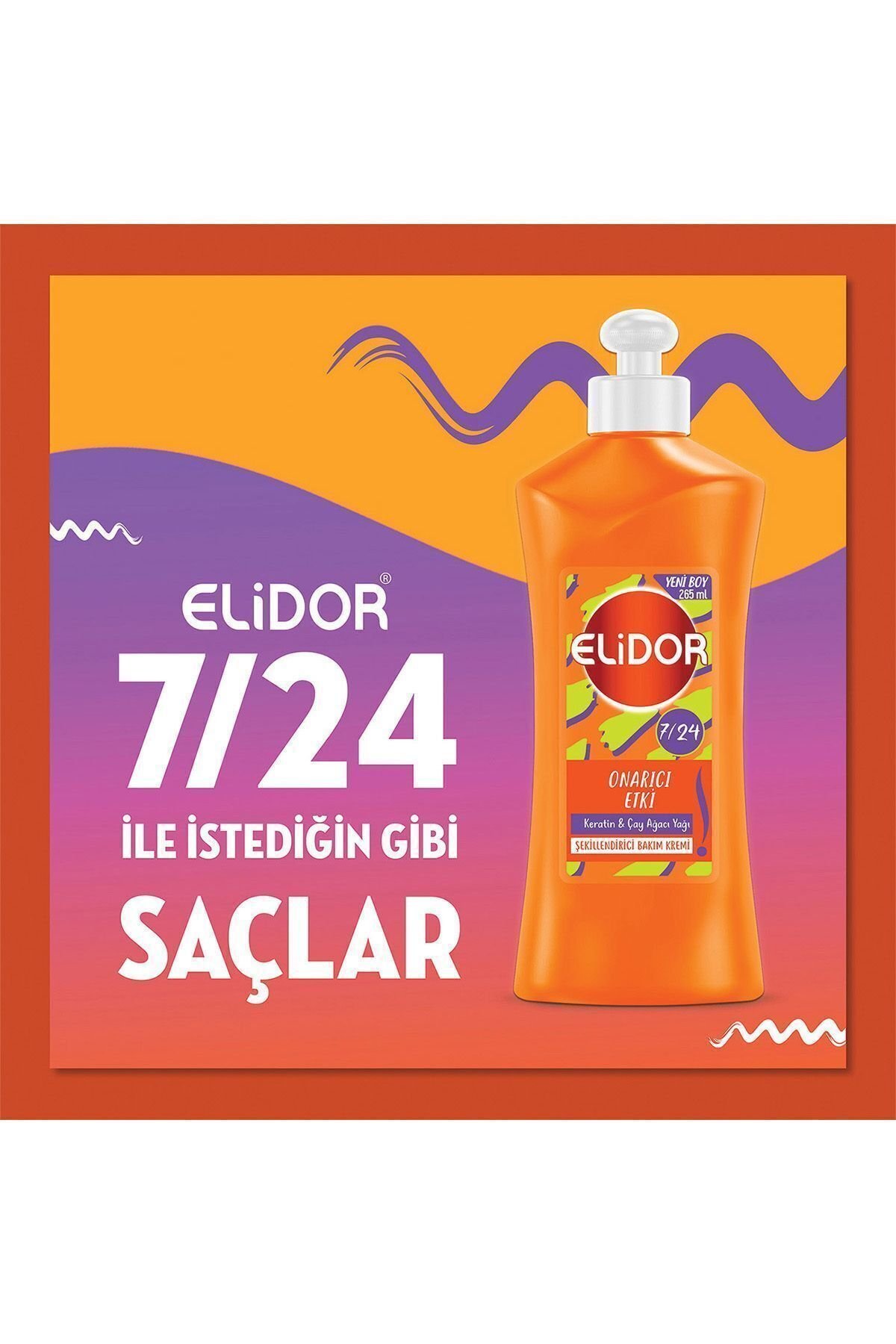 Elidor 7/24 Şekillendirici Saç Bakım Kremi Onarıcı Etki Keratin & Çay Ağacı Yağı 265 ml