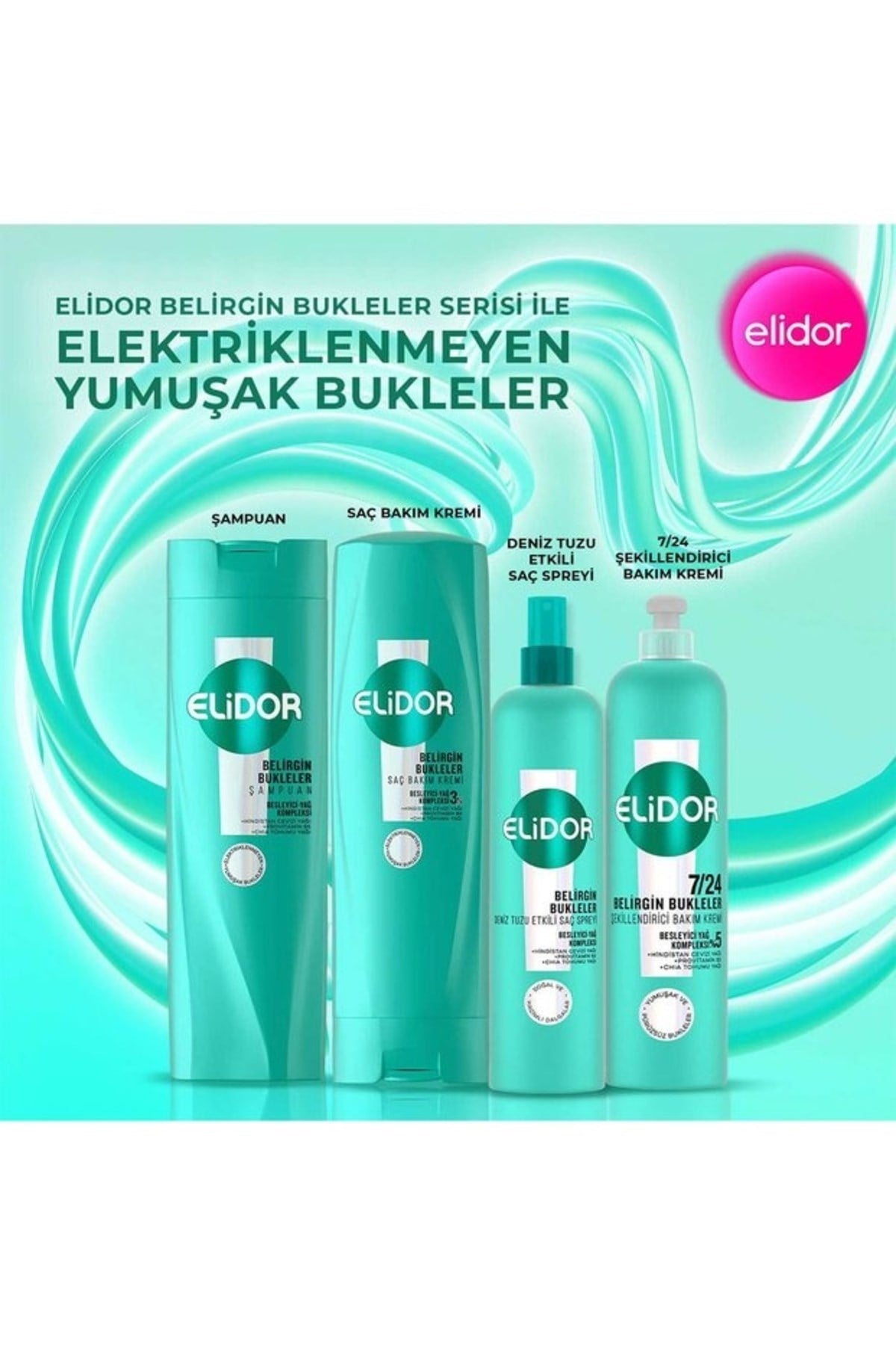 Elidor Deniz Tuzu Etkili Saç Spreyi Belirgin Bukleler 190 ml x 2 adet