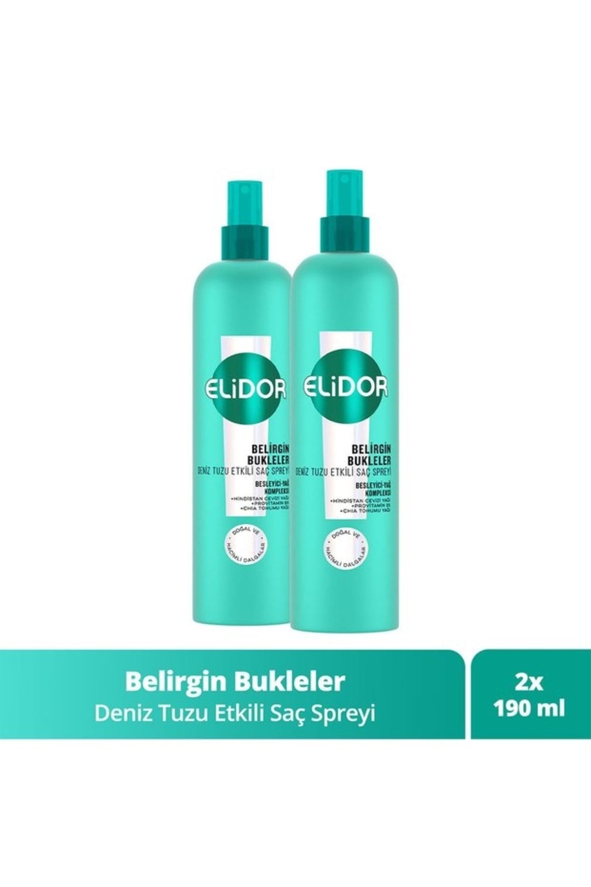 Elidor Deniz Tuzu Etkili Saç Spreyi Belirgin Bukleler 190 ml x 2 adet