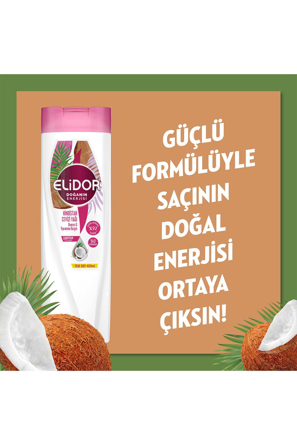 Elidor Doğanın Enerjisi Şampuan Hindistan Cevizi Yağı 400 ml x3 Adet