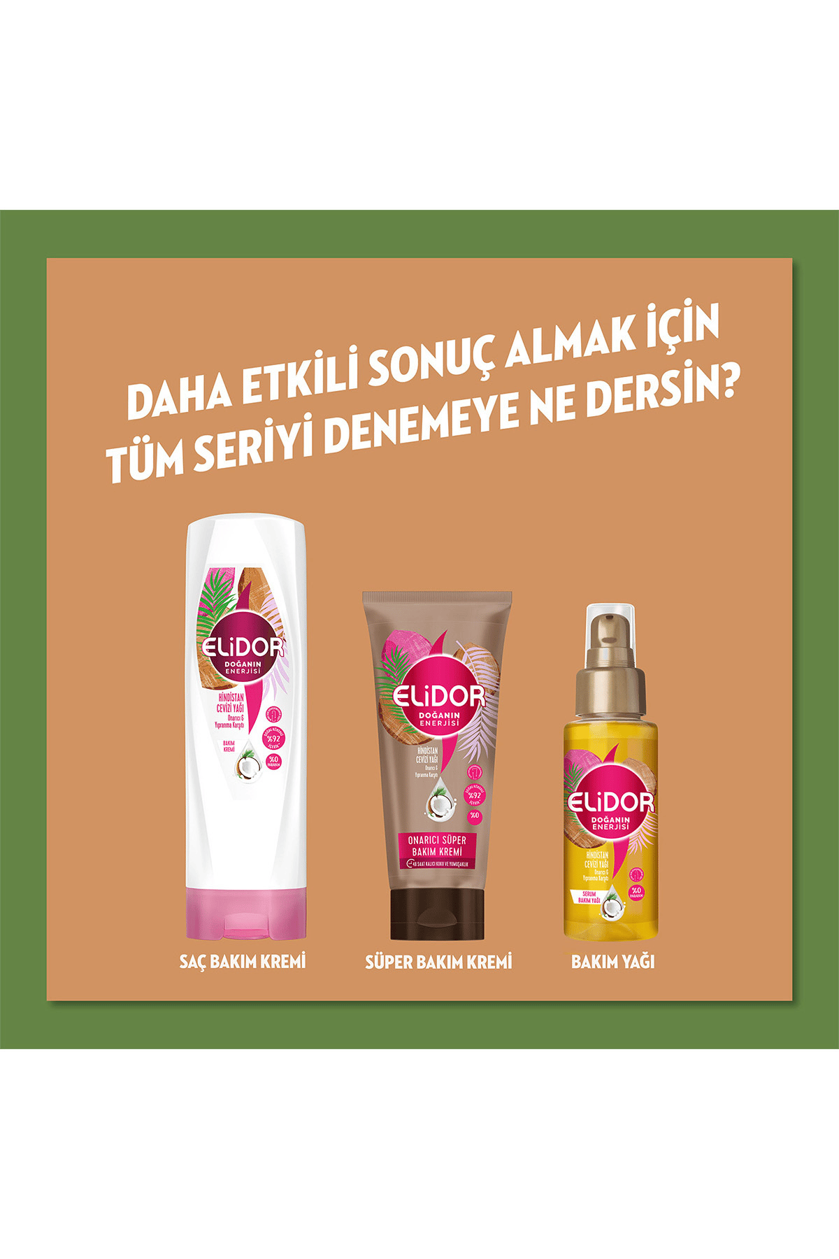 Elidor Doğanın Enerjisi Şampuan Hindistan Cevizi Yağı 400 ml x3 Adet