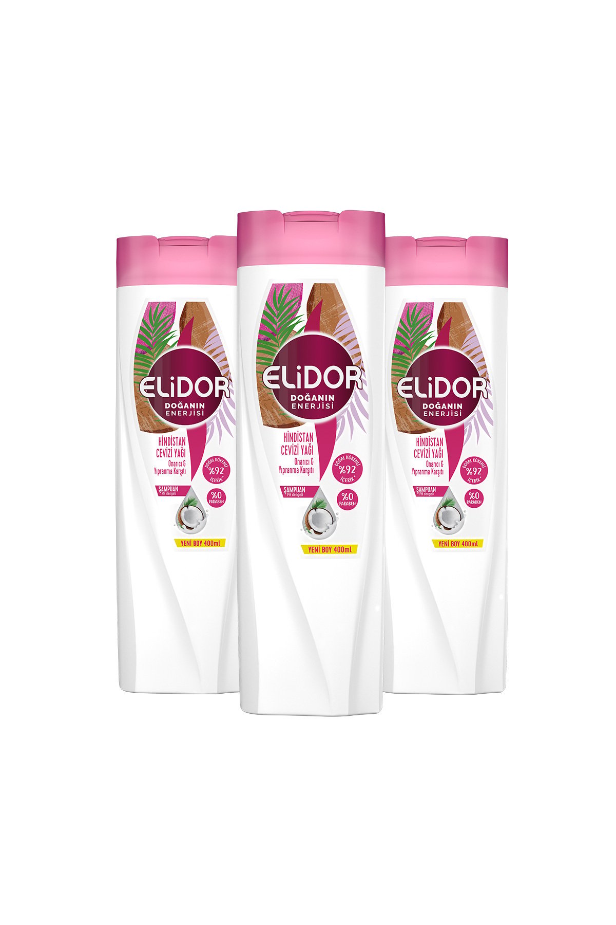 Elidor Doğanın Enerjisi Şampuan Hindistan Cevizi Yağı 400 ml x3 Adet