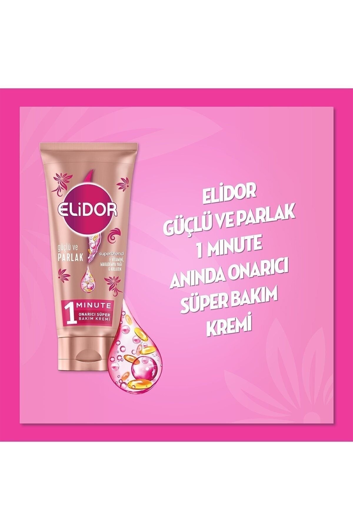 Elidor Superblend 1 Minute Süper Saç Bakım Kremi Güçlü Ve Parlak Pembe 170 ml x2 Adet