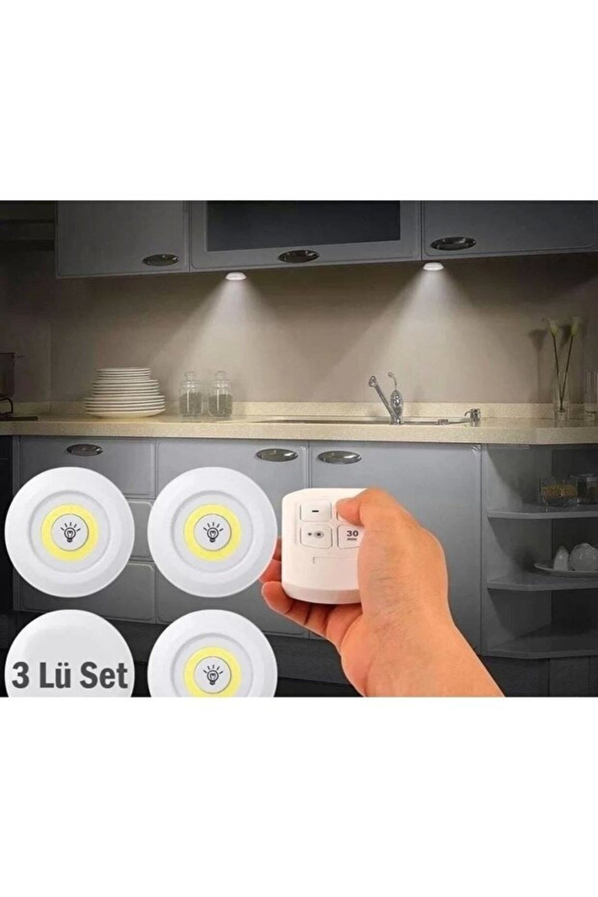 ELİTLED Uzaktan Kumandalı Spot Led 3'lü