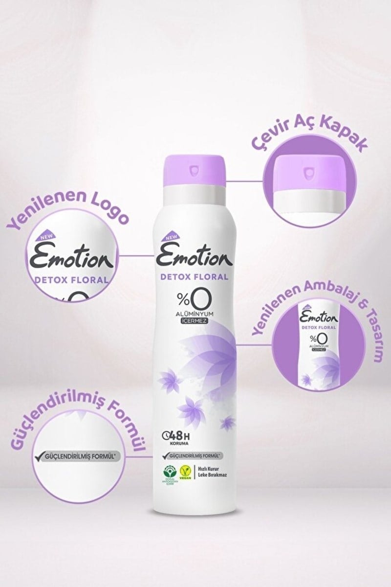 Emotion Detox Floral Kadın Deodorant Sprey 150 ml X4