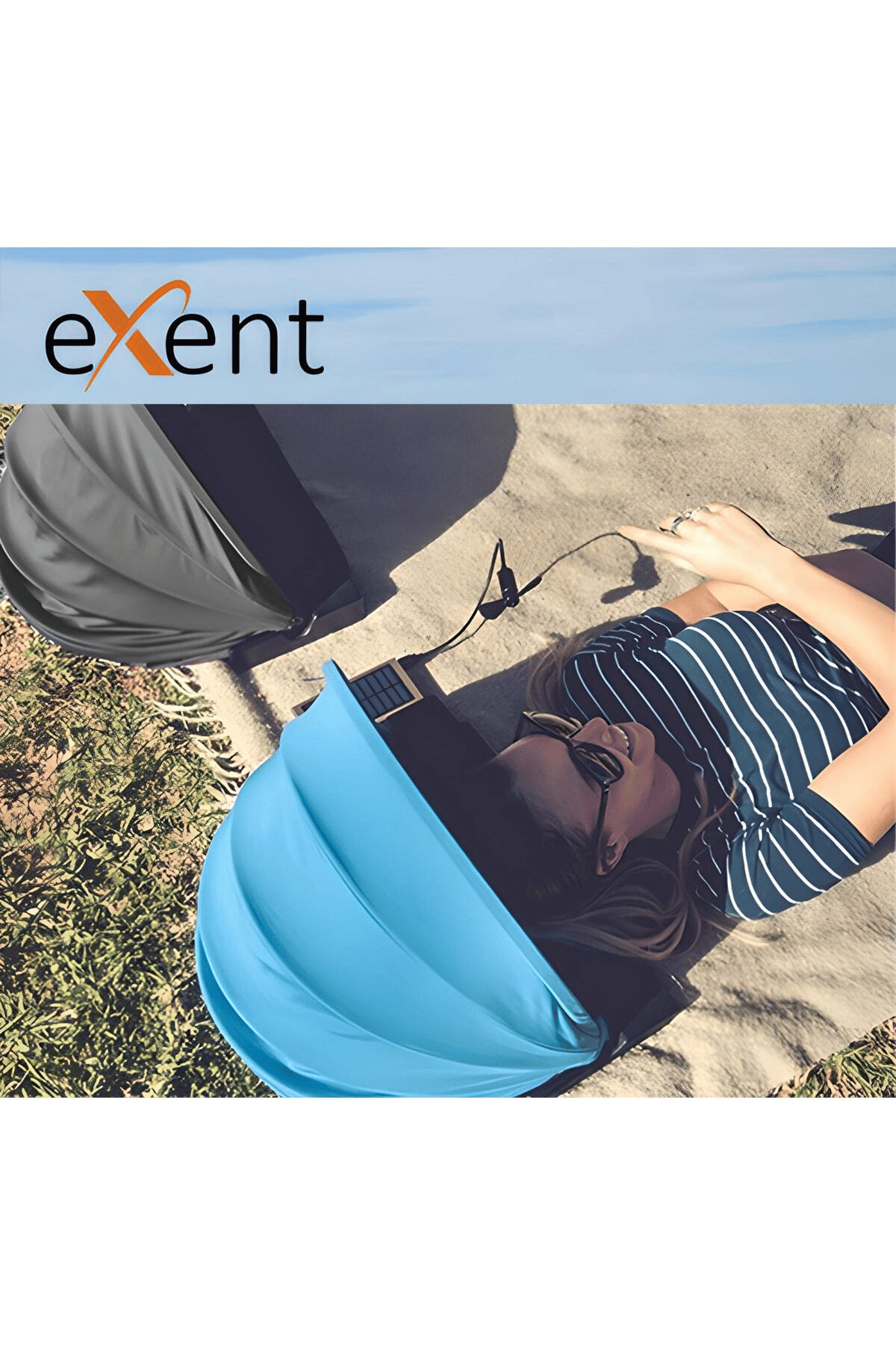 Exent Sangard Mavi Portatif Güneşlik (şezlongsuz)