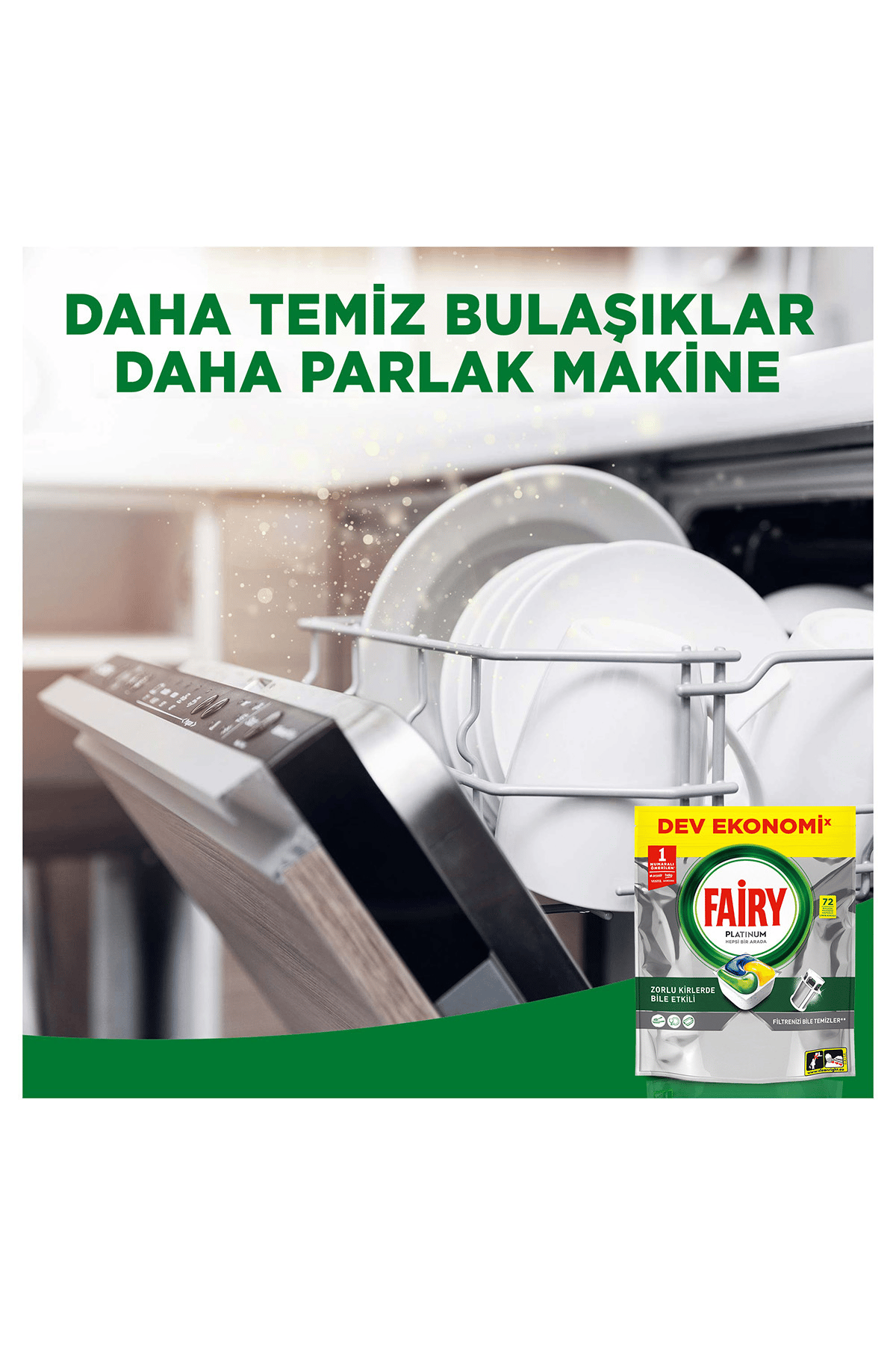 Fairy Platinum Bulaşık Makinesi Deterjanı Kapsülü/tableti  Limon Kokulu 72 Yıkama