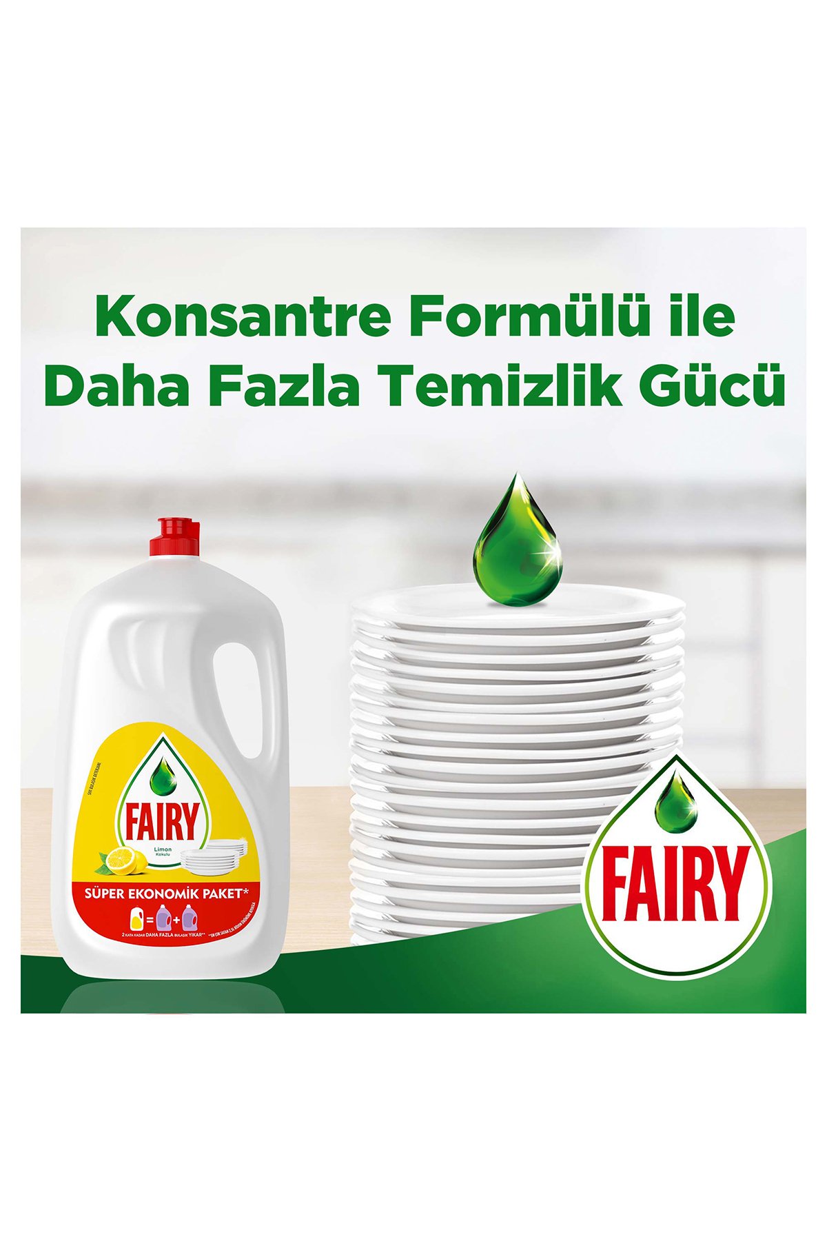 Fairy Temiz & Ferah Sıvı Bulaşık Deterjanı 2600ml Limon Kokulu Süper Ekonomik Paket