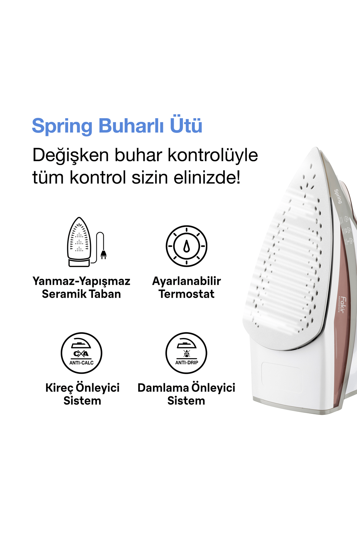 Fakir Spring Buharlı Ütü  Gül Kurusu