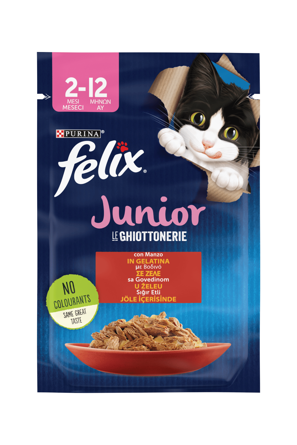 FELIX Karışık Yavru Kedi Yaş Maması 12 x 85 gr (6 Adet Tavuklu ve 6 Adet Sığır Etli)