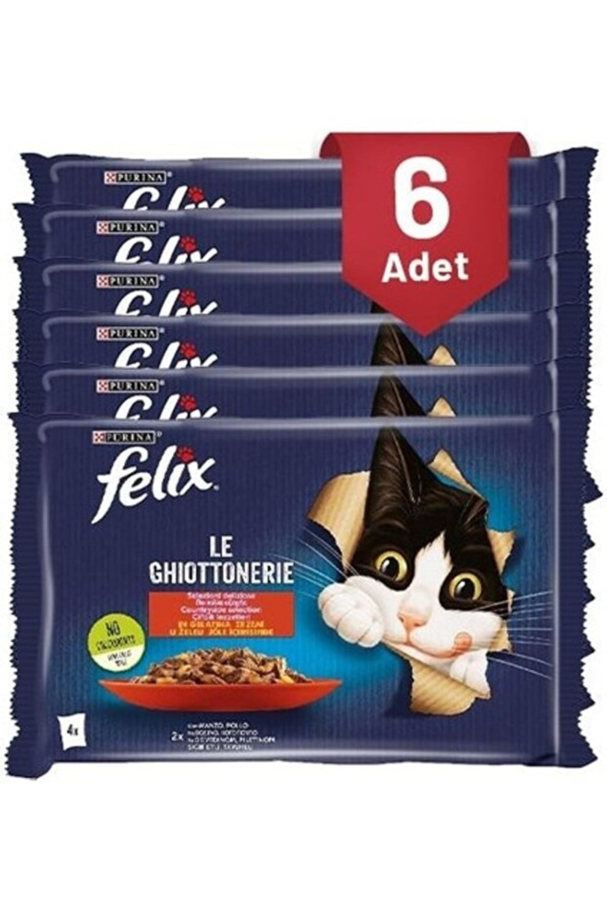 Felix Kedi Maması Sığır Etli & Tavuklu Ekonomik Paket 4X85gr X6 Adet