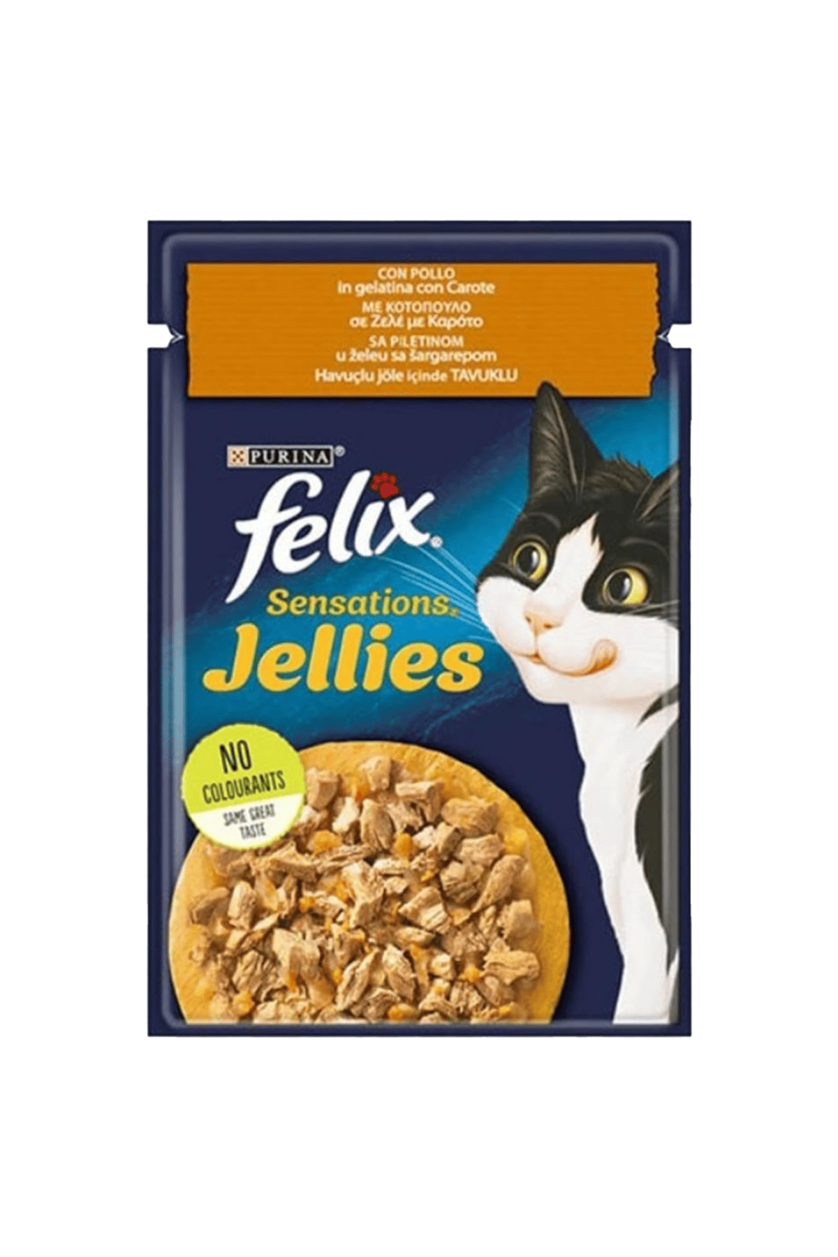 FELIX Pouch Sensations Jellies Tavuklu Ve Havuçlu Yetişkin Kedi Konservesi 85 gr 