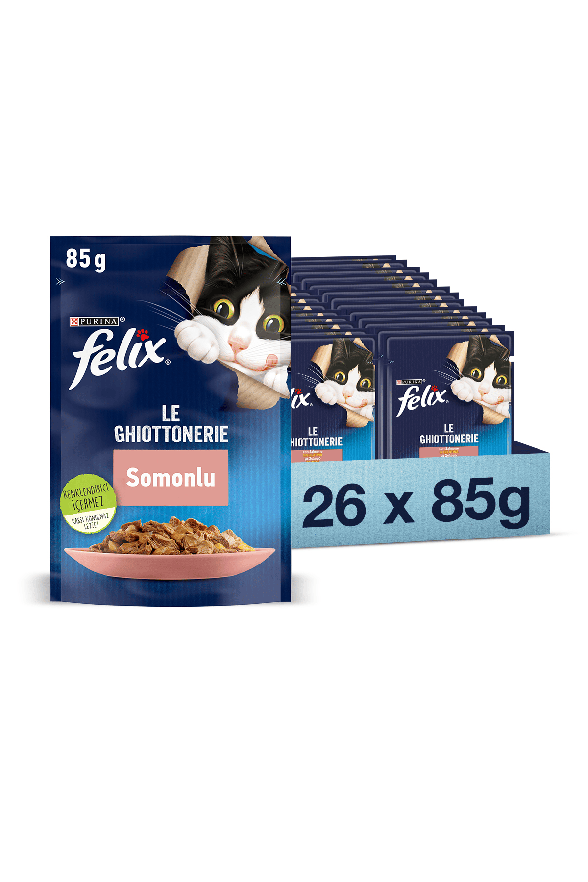 FELIX Somonlu Yaş Kedi Maması 26 Adet X 85 Gr