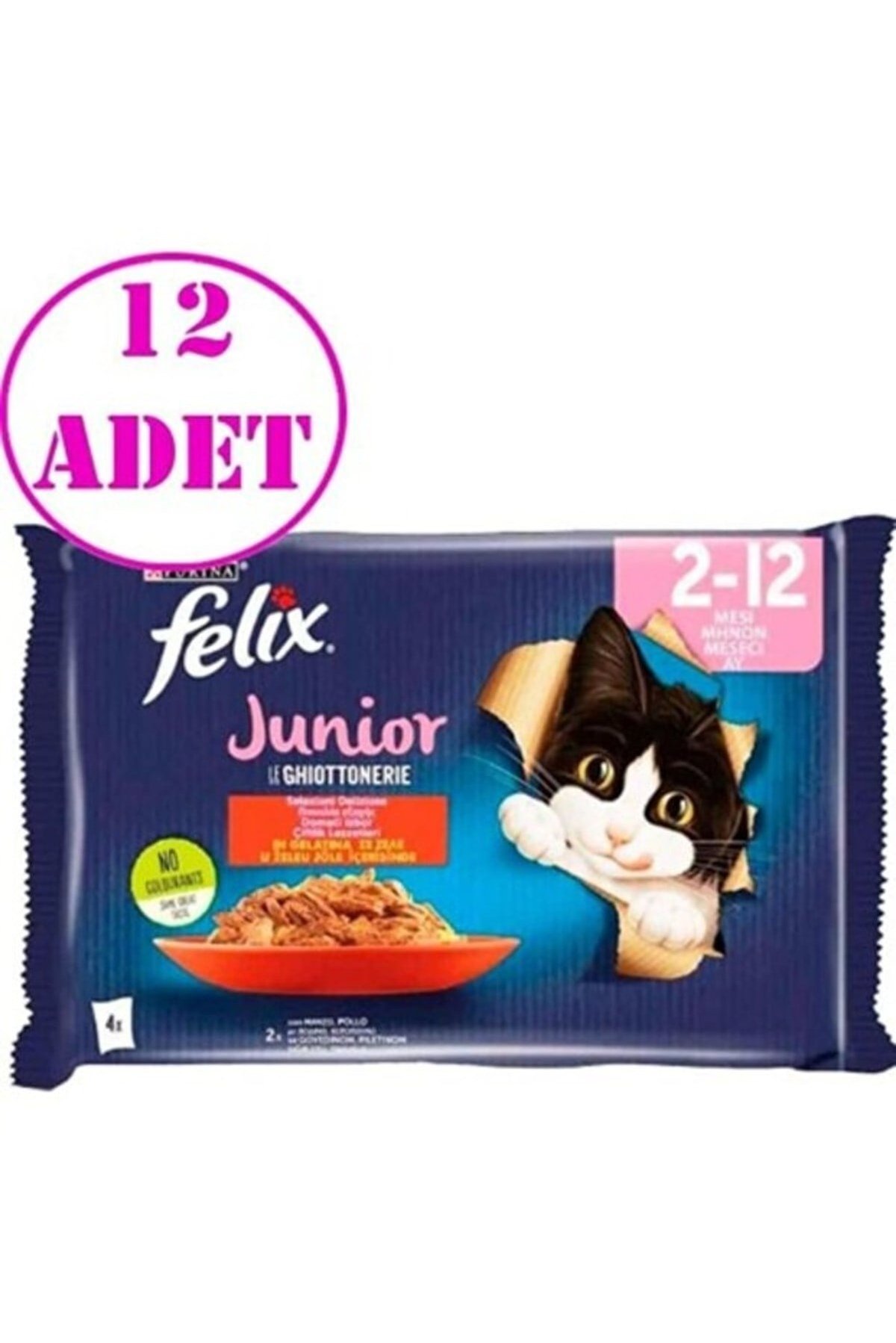 Felix Tavuklu Ve Sığır Etli Yavru Kedi Maması 4x85gr  X12 Adet