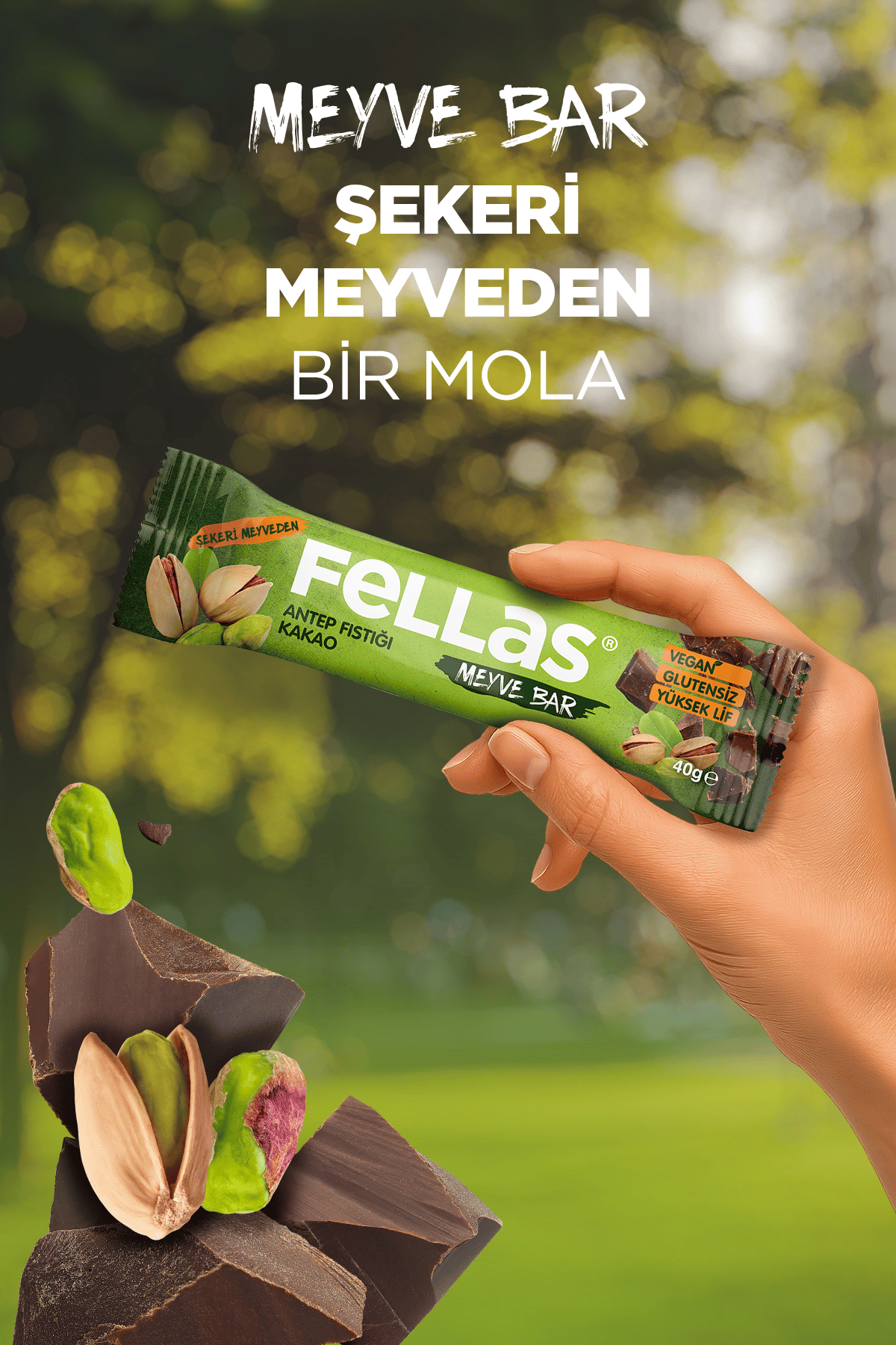 Fellas Meyve Bar - Antep Fıstıklı Ve Kakaolu 40 Gr X 12 Adet