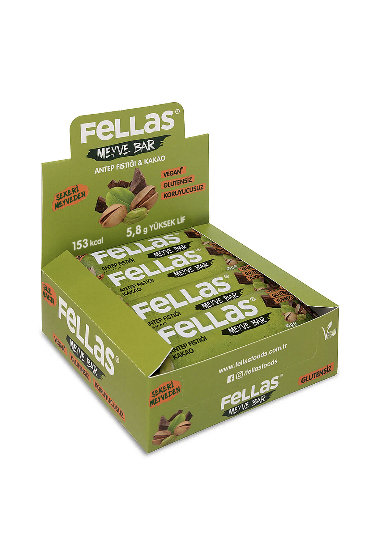 Fellas Meyve Bar - Antep Fıstıklı Ve Kakaolu 40 Gr X 12 Adet
