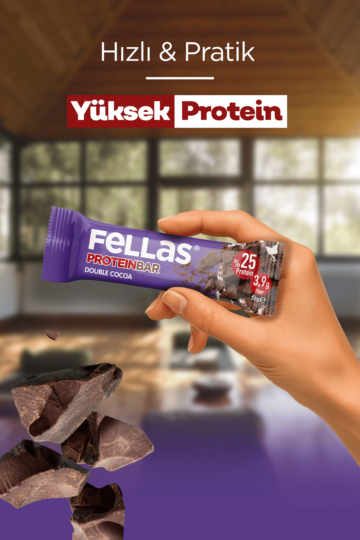 Fellas Protein Bar - Duble Kakaolu 32 gr x 12 Adet