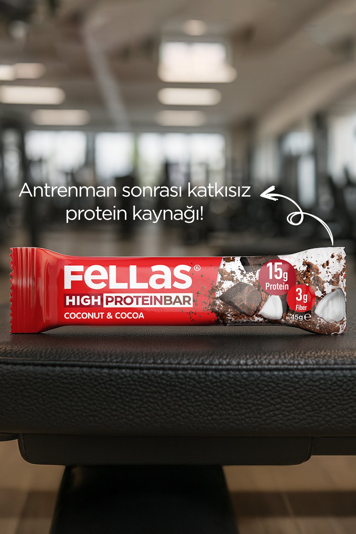 Fellas Yüksek Protein Bar - Hindistan Cevizli ve Kakaolu 45 gr x 12 Adet