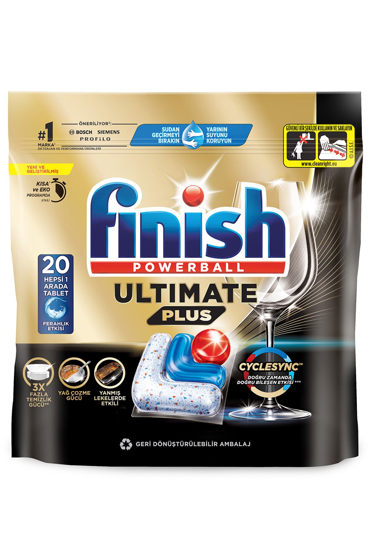 Finish Ultimate Plus Hepsi Bir Arada Bulaşık Makinesi Deterjanı Kapsül Tablet 20 Adet