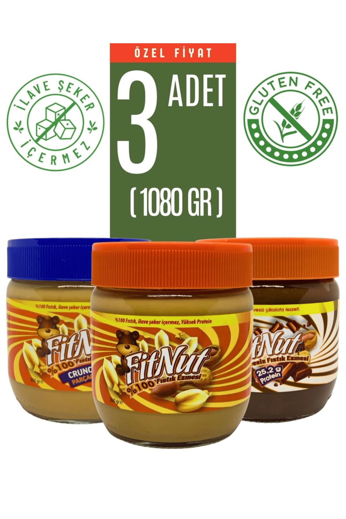 Fitnut Fıstık Ezmesi  Karma Paket 360gr*3 Adet