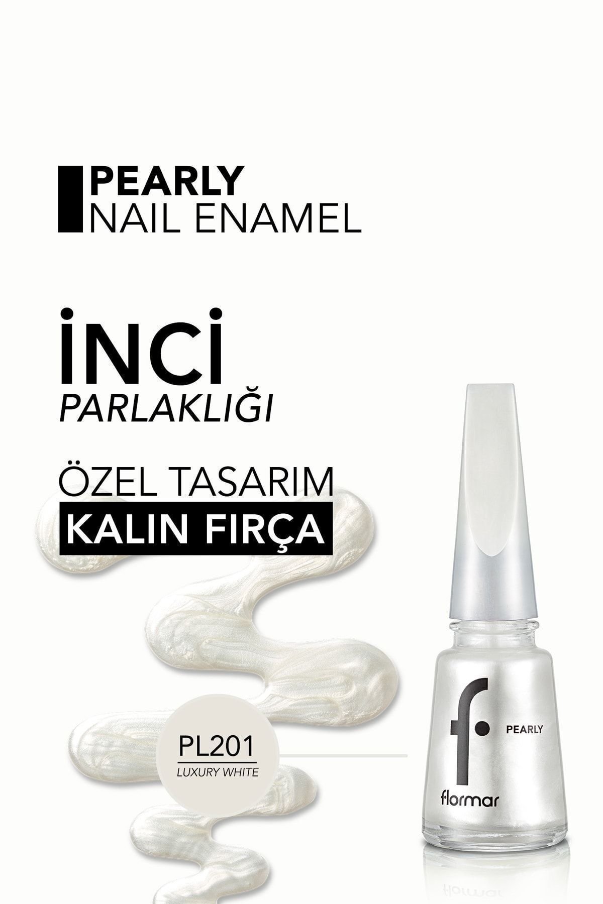 Flormar Sedefli Parlak Oje (Beyaz) - Pearly Nail Enamel - PL201 Luxury White - 8682536035422