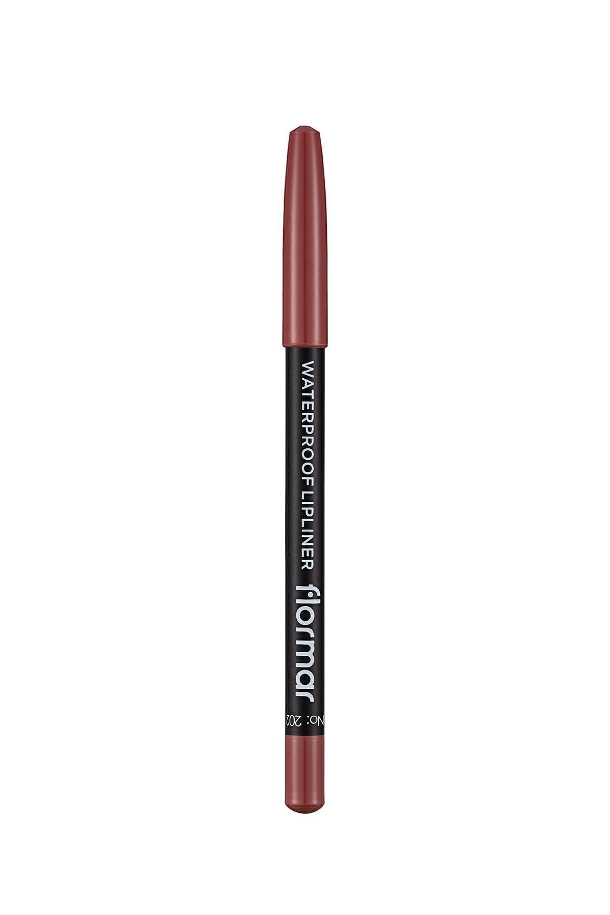 Flormar Suya Dayanıklı Dudak Kalemi (BORDO) - Waterproof Lipliner - 202 Soft Pink Brown - 8690604111022