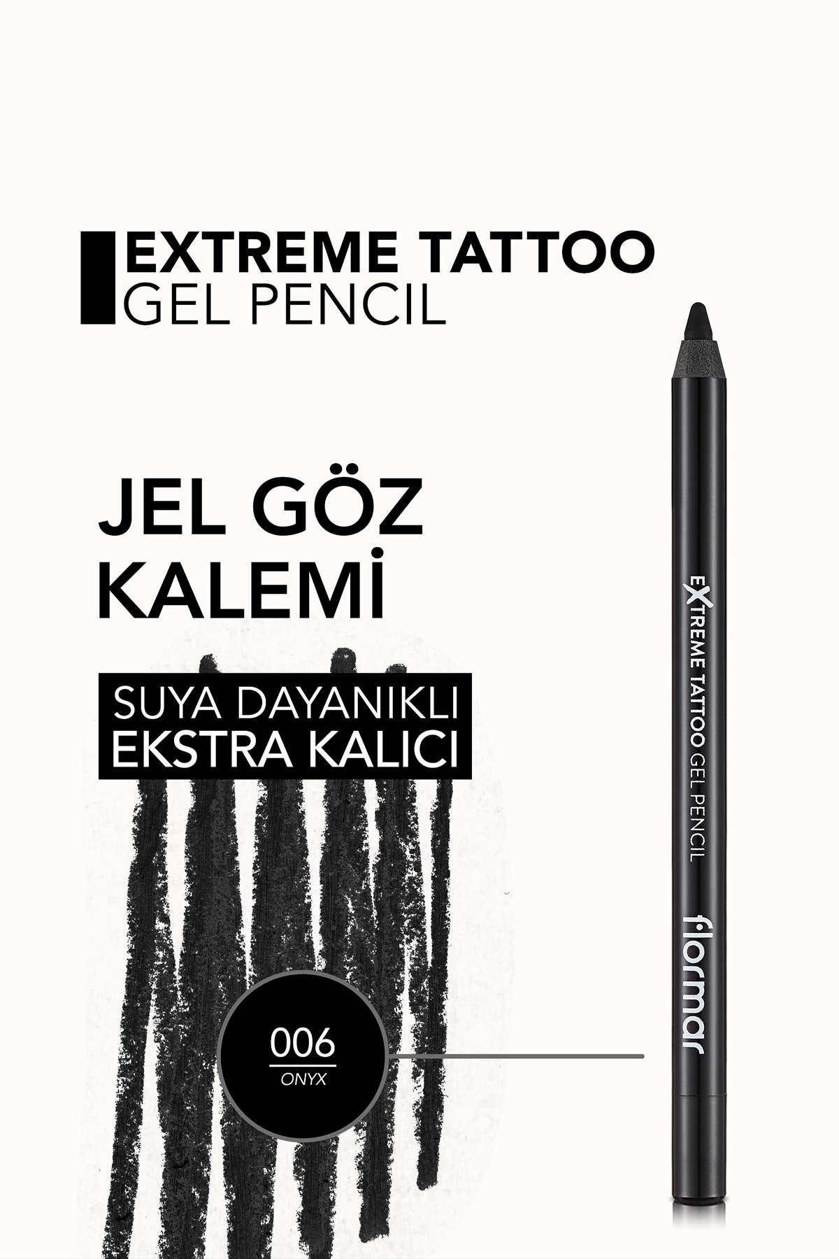 Flormar Suya Dayanıklı Jel Göz Kalemi (SİYAH)-extreme Tattoo Gel Pencil-006 Onyx-8682536028882