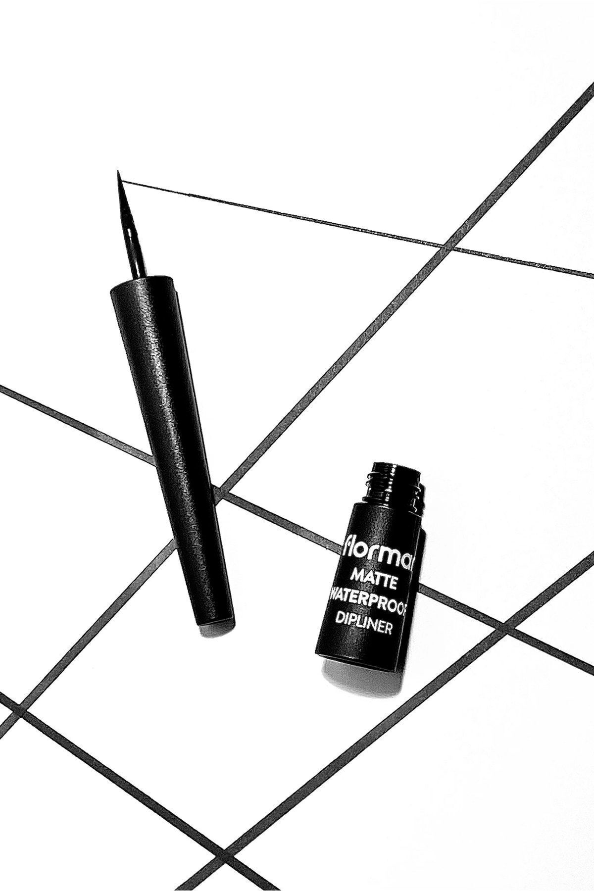 Flormar Suya Dayanıklı Mat Dipliner (SİYAH) - Waterproof Dipliner - 001 Black - 8690604536481