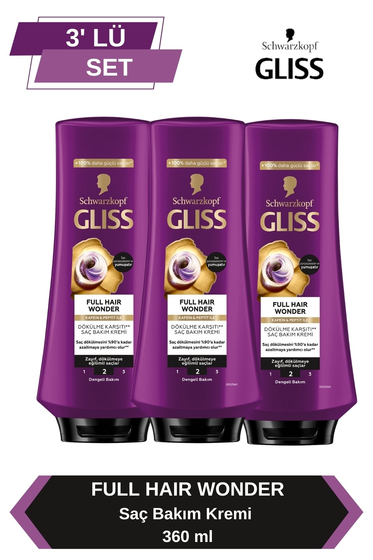 Full Hair Wonder Dökülme Karşıtı Saç Bakım Kremi 360 mlx3 Adet
