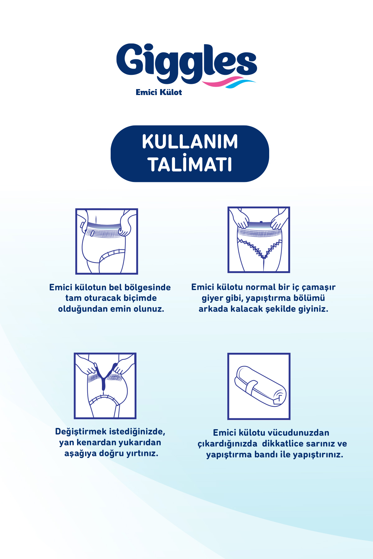 Giggles Külotlu Yetişkin Hasta Bezi Orta Boy L beden 30'lu x4 Adet