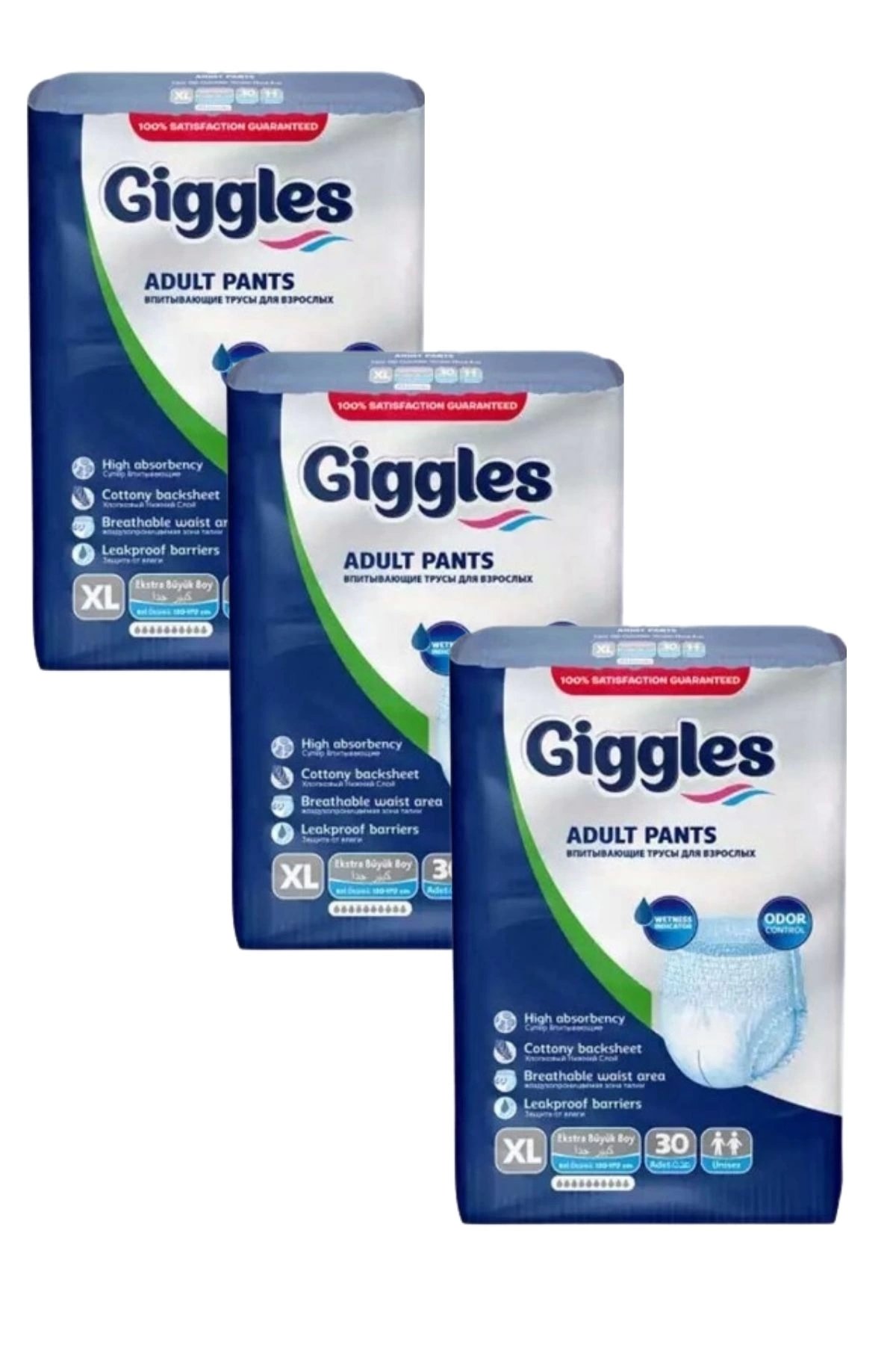 Giggles Külotlu Yetişkin Hasta Bezi Orta Boy XL beden 30'lu x3 Adet