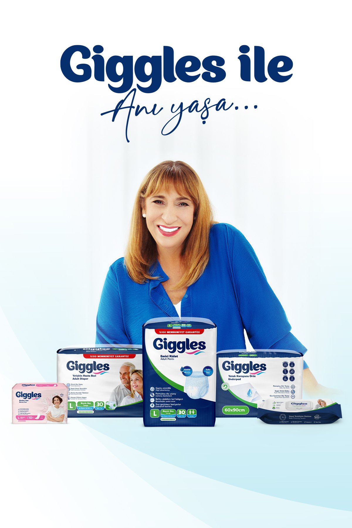 Giggles Külotlu Yetişkin Hasta Bezi Orta Boy L beden 30'lu x2 Adet