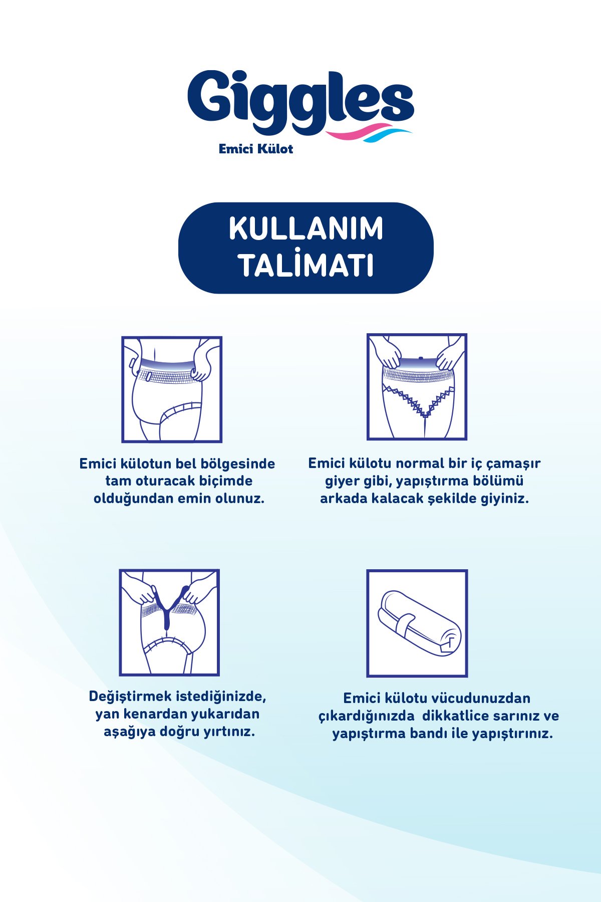 Giggles Külotlu Yetişkin Hasta Bezi Orta Boy L beden 30'lu x2 Adet