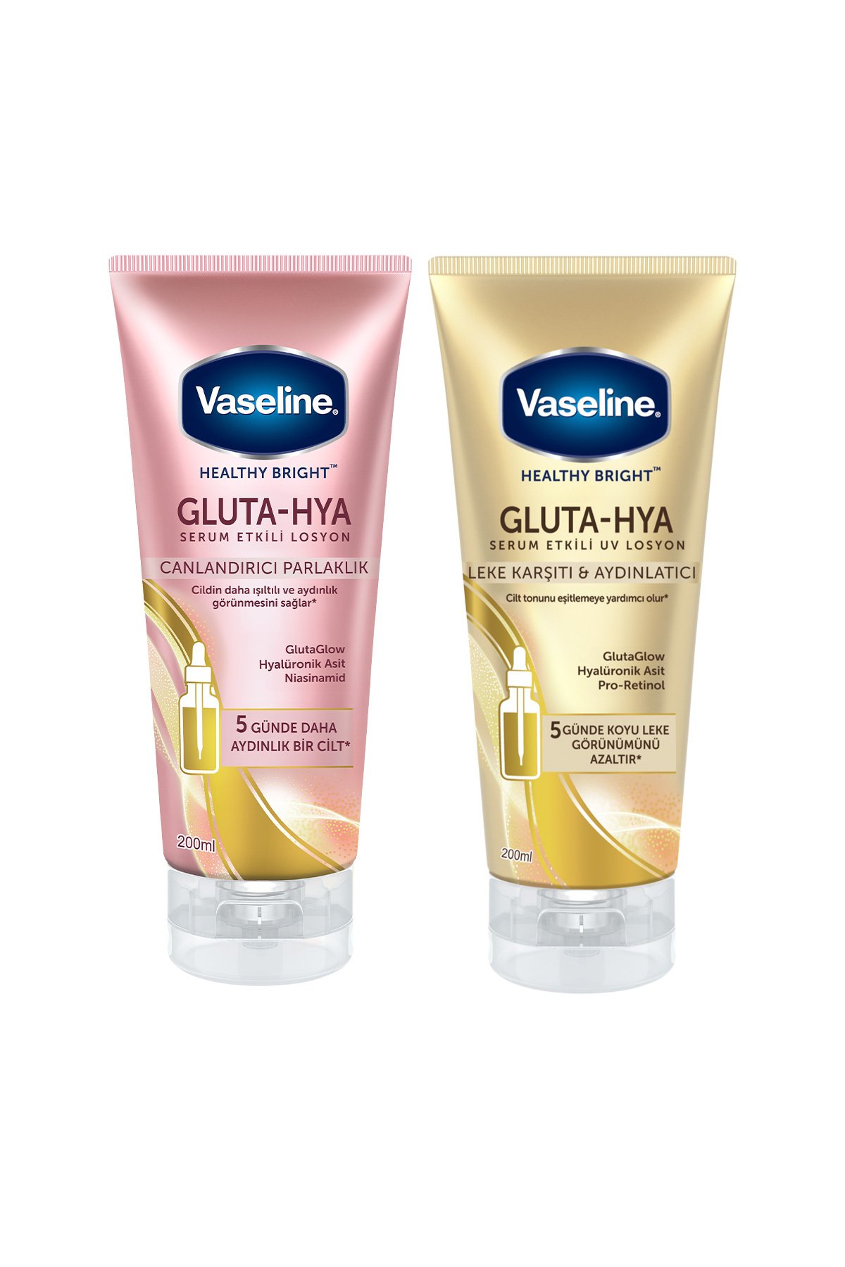 Gluta Hya Serum Etkili Losyon 200 ml Canlandırıcı +Gluta Hya Serum Etkili Uv Losyon 200 ml Leke Karşıtı