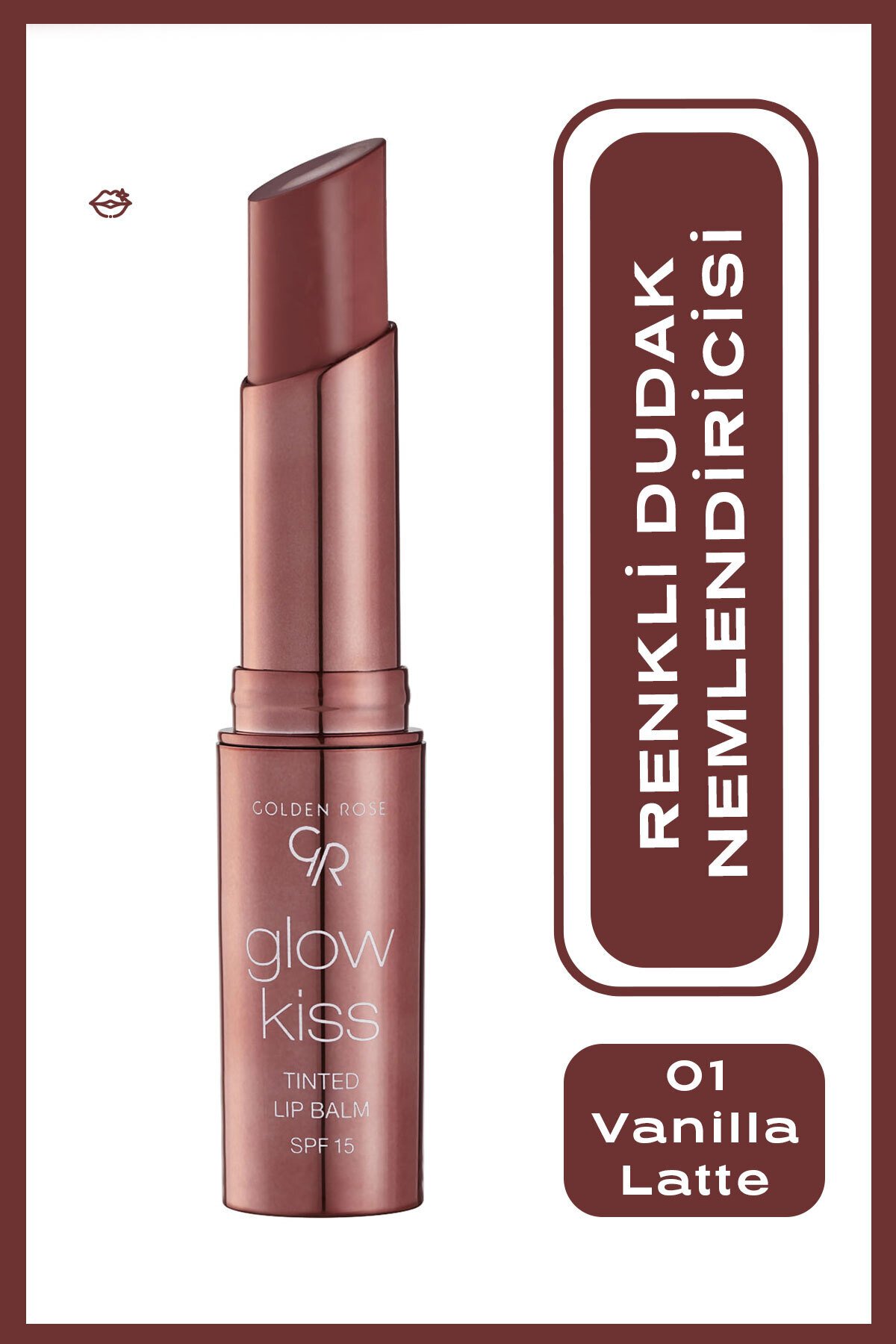 Golden Rose Glow Kiss Tinted Lip Balm No:01 Vanilla Latte - Renkli Dudak Nemlendirici - 8691190440787