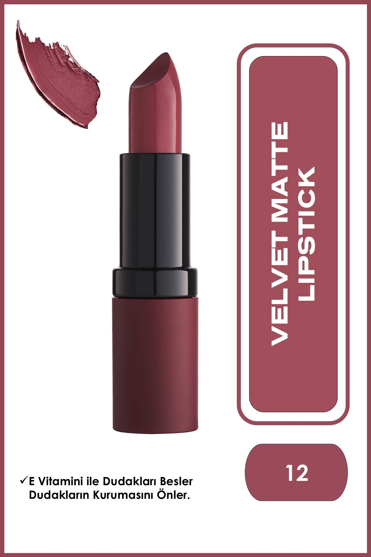 Golden Rose Velvet Matte Lipstick No: 12 Rose - Mat Ruj - 8691190466121