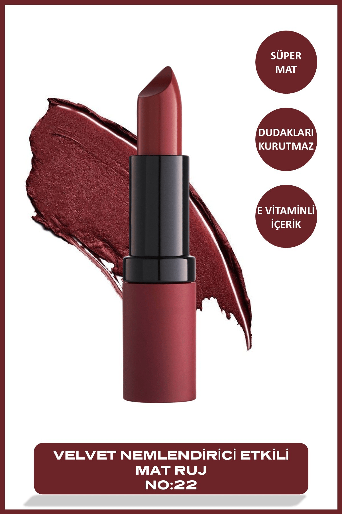 Golden Rose Velvet Matte Lipstick No: 22 Mid Brown - Mat Ruj - 8691190466220