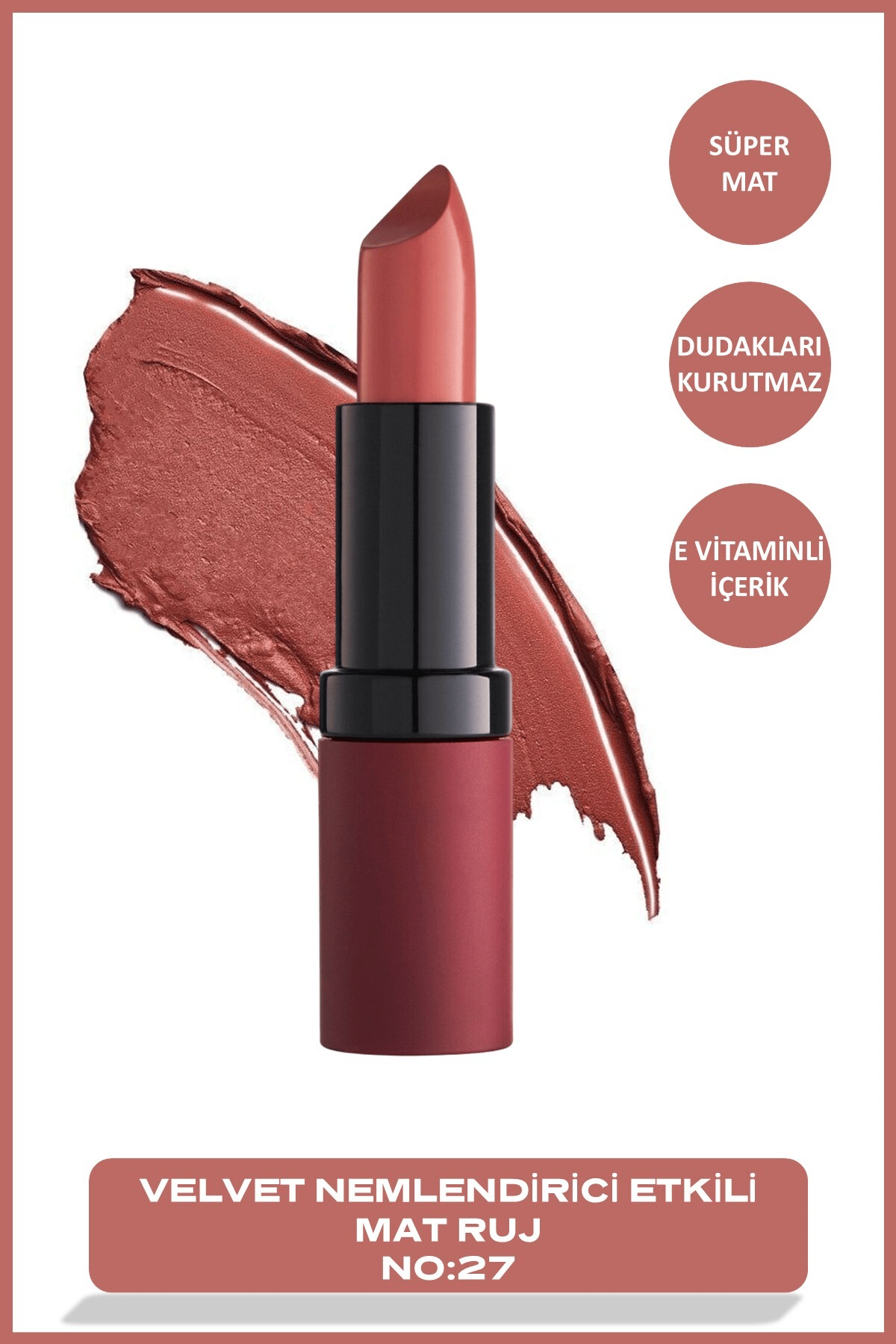 Golden Rose Velvet Matte Lipstick No: 27 Vintage Pink - Mat Ruj - 8691190466275