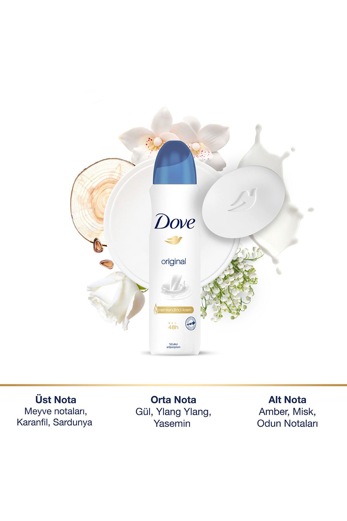 Kadın Sprey Deodorant Original 1/4 Nemlendirici Krem Etkili 150 ml X3 Adet