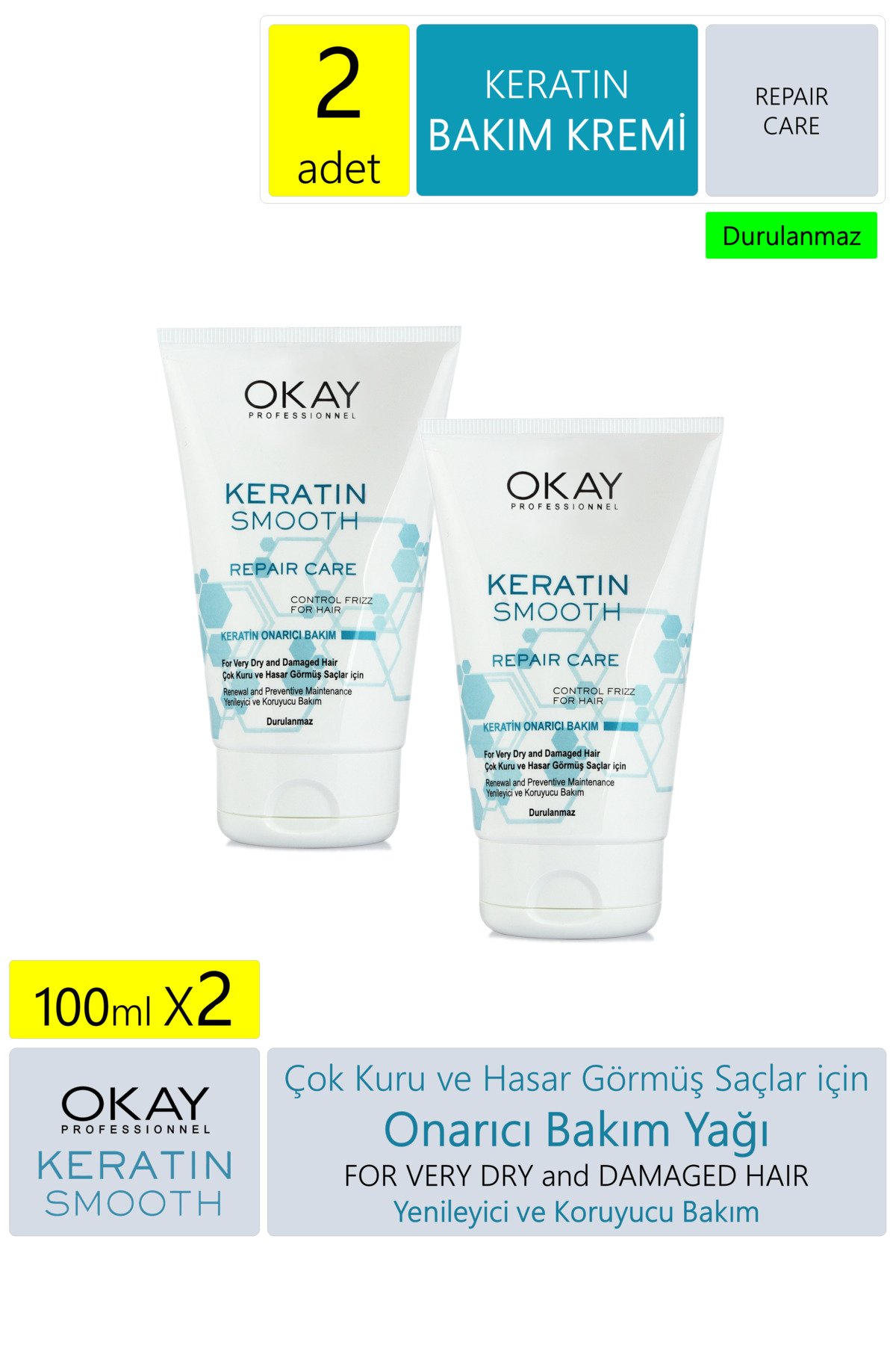 Keratin Smooth 2'li Durulunmaz Krem 100 ml
