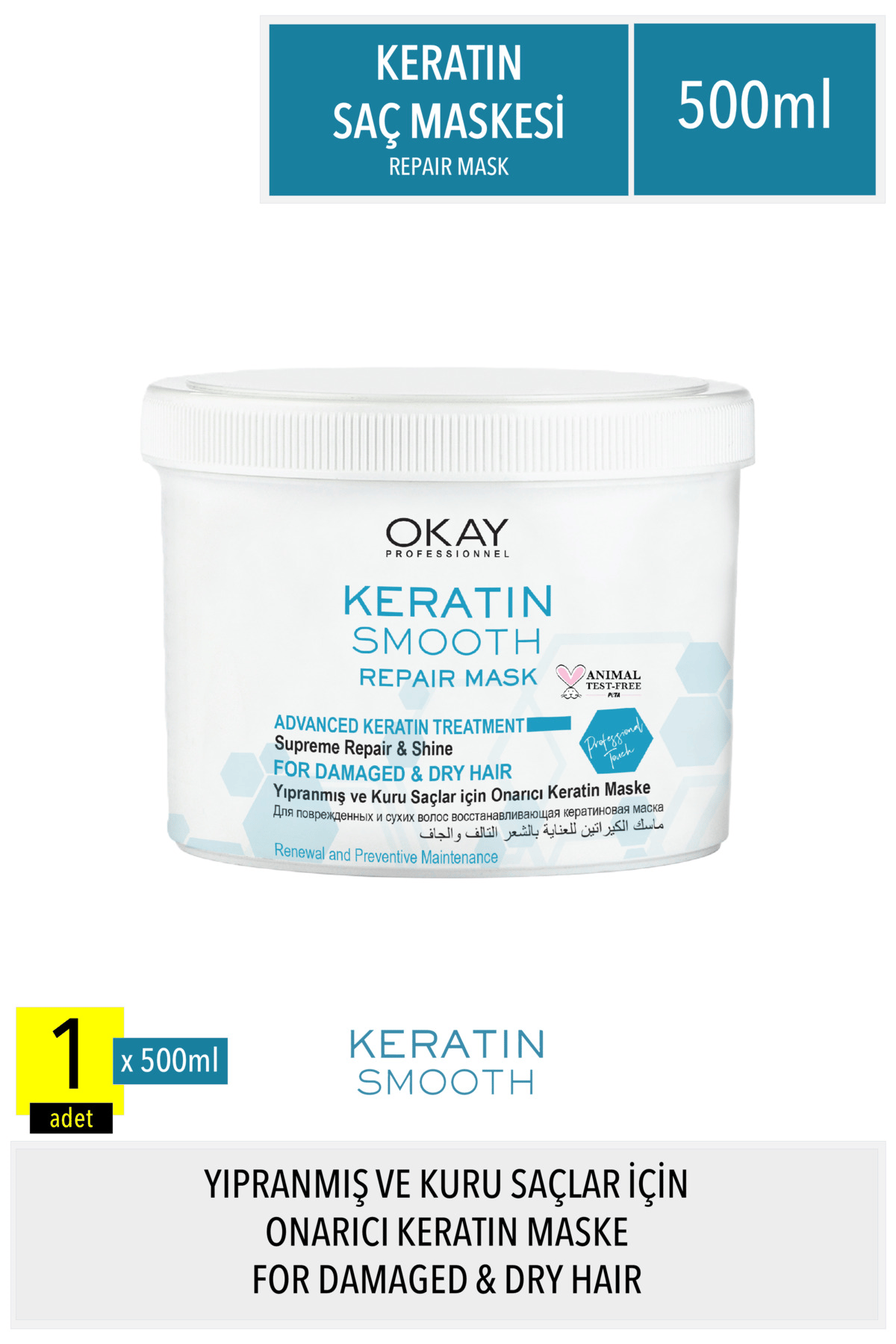 Keratin Smooth Onarıcı Maske 500 ml