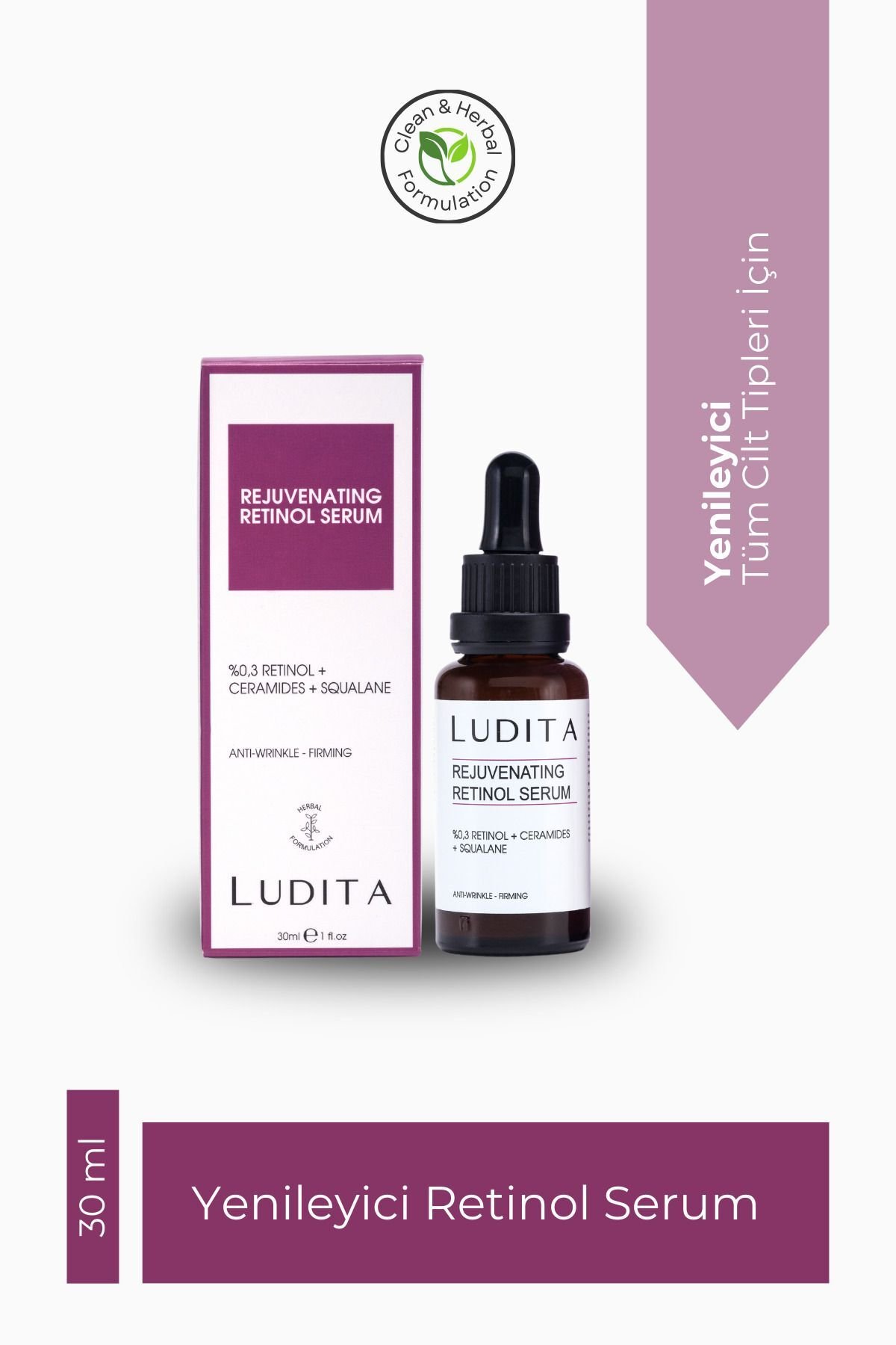 Kırışıklık Karşıtı Ve Yenileyici Retinol (A VİT) Serum (0.3% RETİNOL, CERAMİDE, SQUALANE)