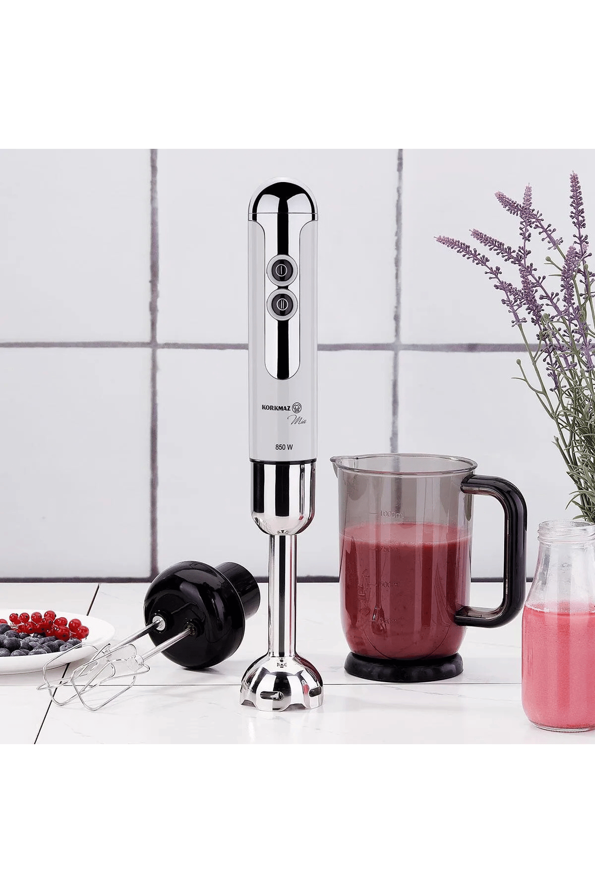 KORKMAZ A447-14 Mia Mega Blender Set Vanilya/krom