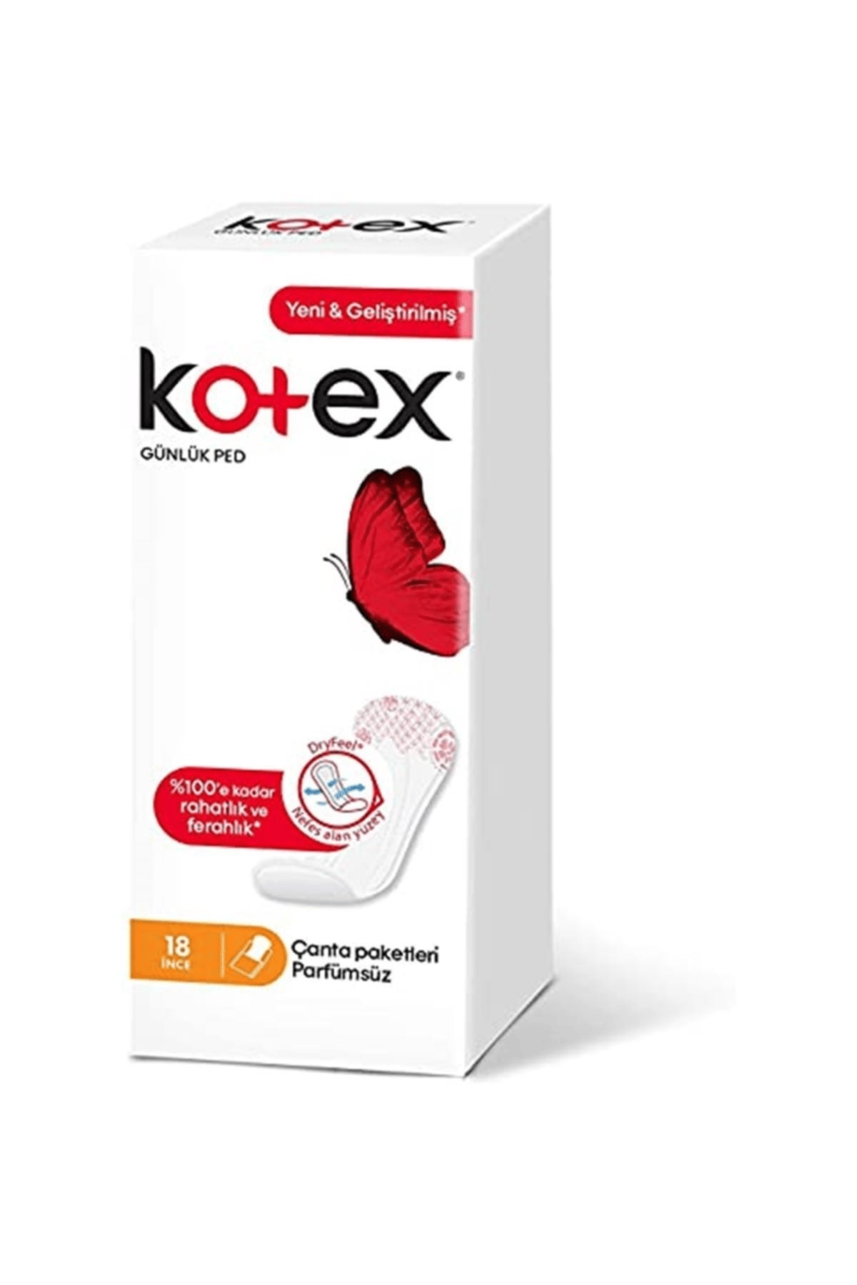 Kotex İnce Günlük Ped Parfümsüz 18 Li