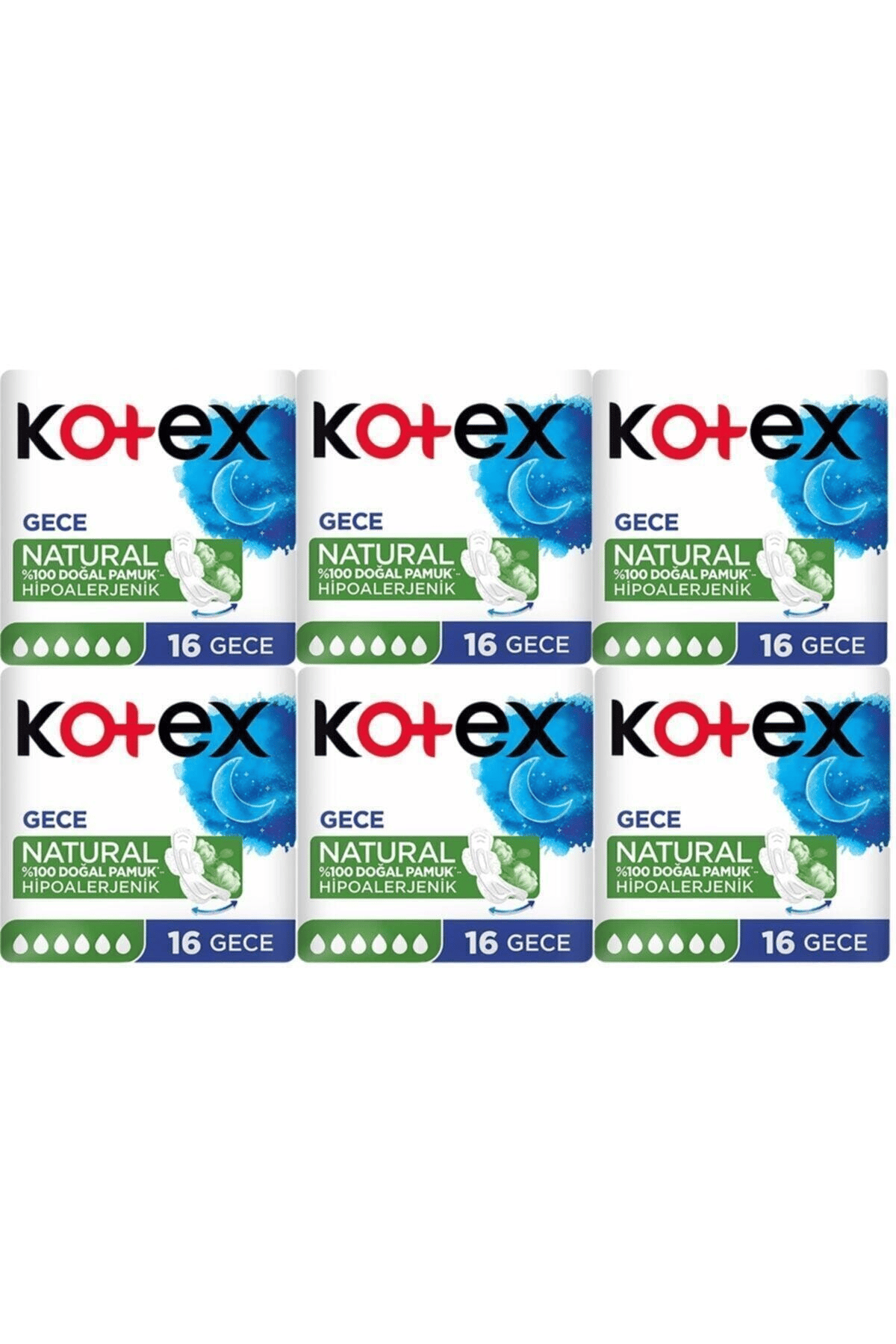 Kotex Natural Hijyenik Ped %100 Pamuk Gece 14'lü x 7 adet
