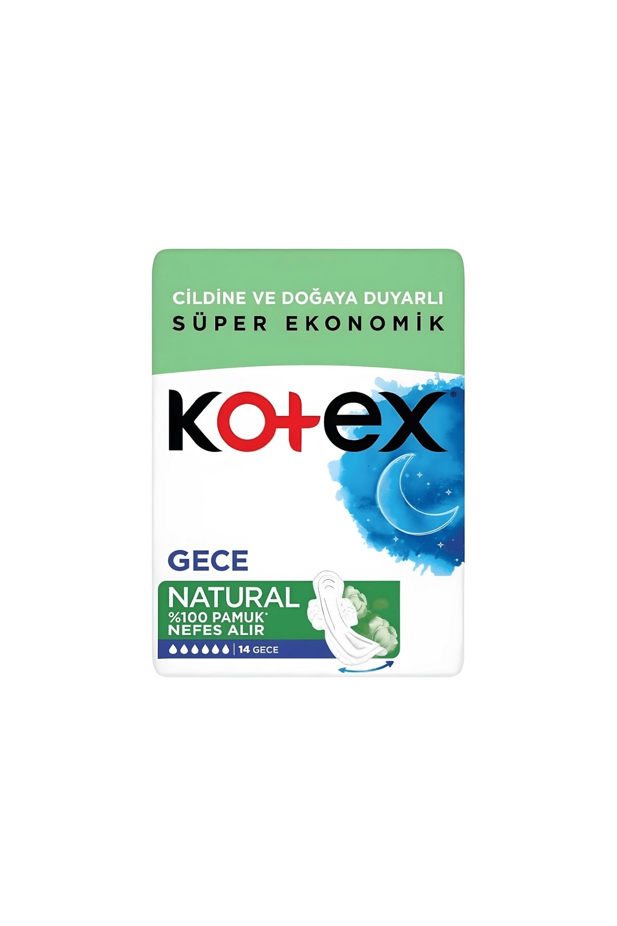 Kotex Natural Hijyenik Ped %100 Pamuk Hipoalerjenik Gece 14l'lü