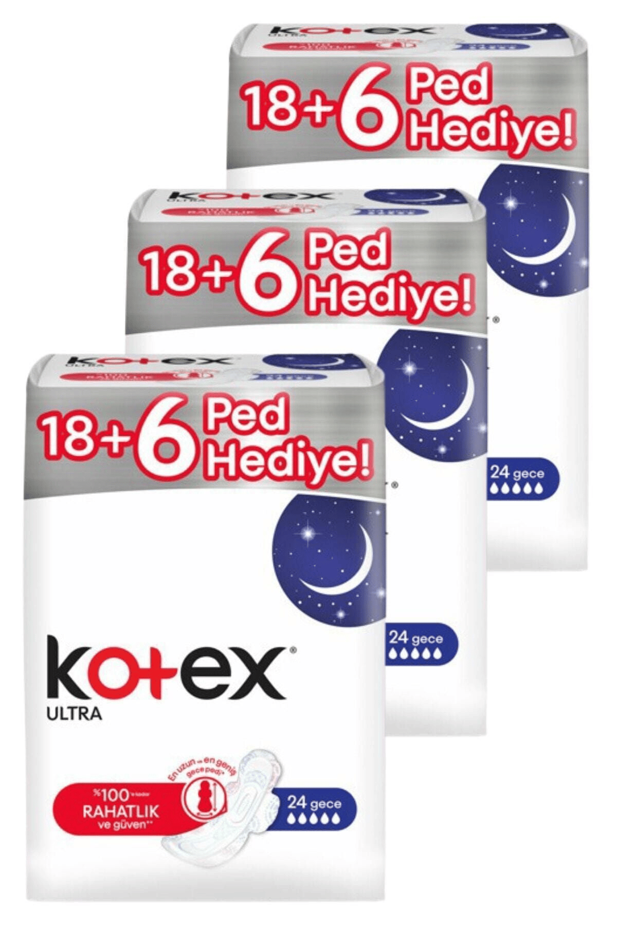 Kotex Ultra Gece Hijyenik Kadın Pedi 6'lı Gece x 12 adet