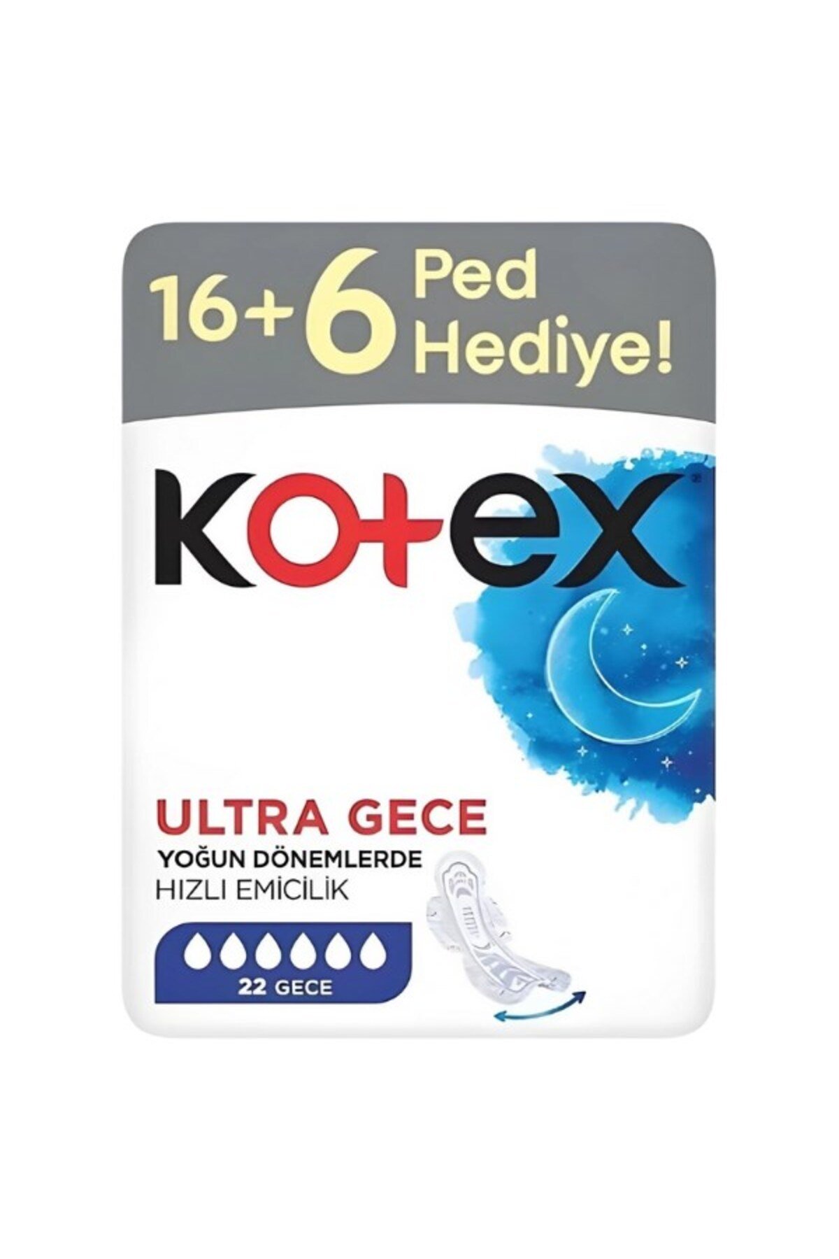 Kotex Ultra Gece Hijyenik Kadın Pedi 6'lı Gece x8 Adet