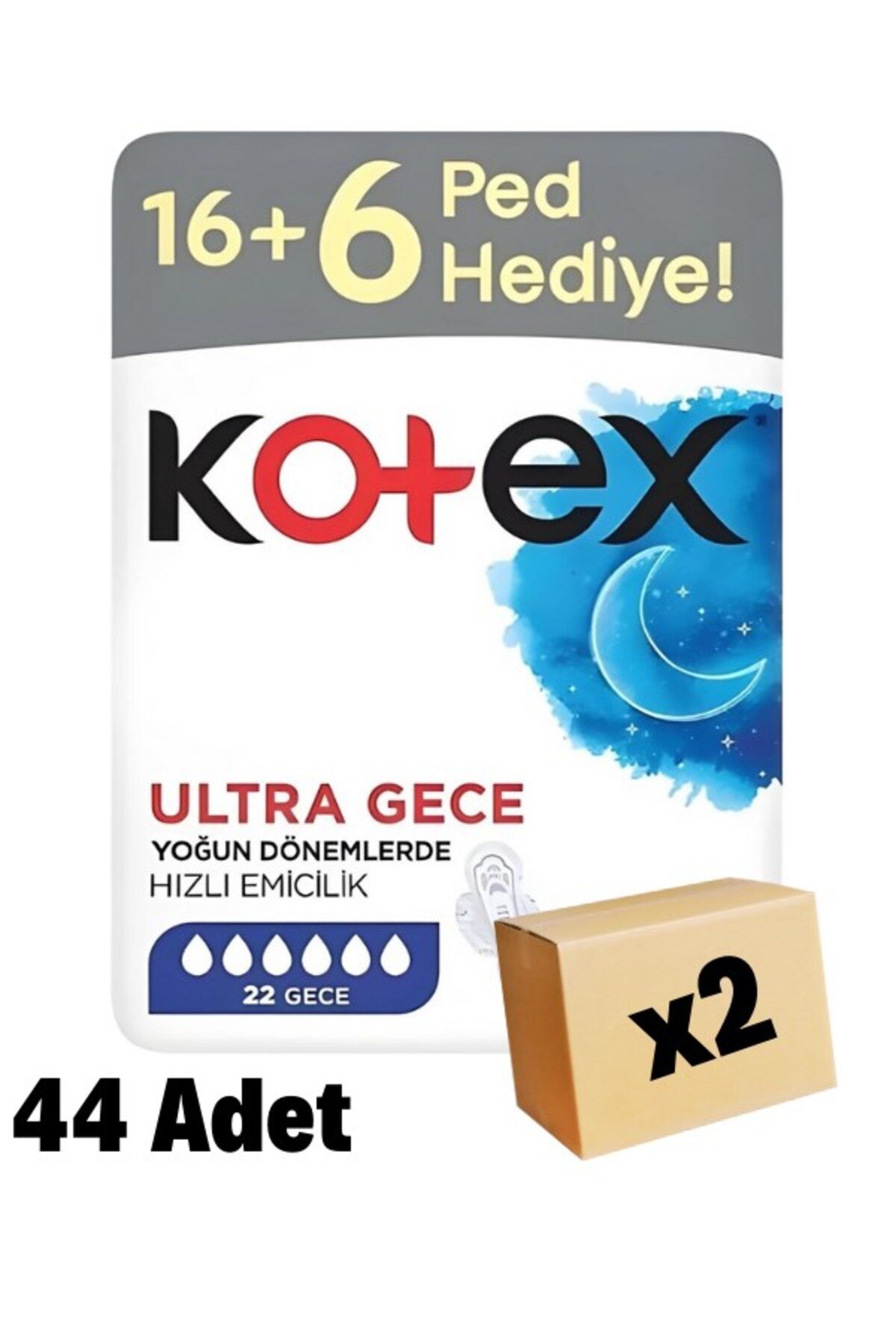Kotex Ultra Gece Hijyenik Kadın Pedi 6'lı Gece x8 Adet